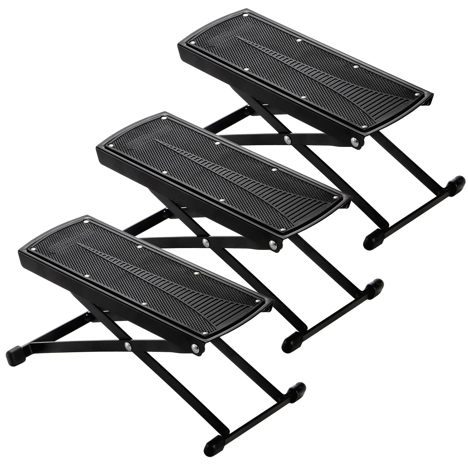 Elsjoy Set of 3 Guitar Foot Stool, 7 Position Folding Guitar Foot Rest with Adjustable Height, Metal Guitar Foot Pedal Stand for