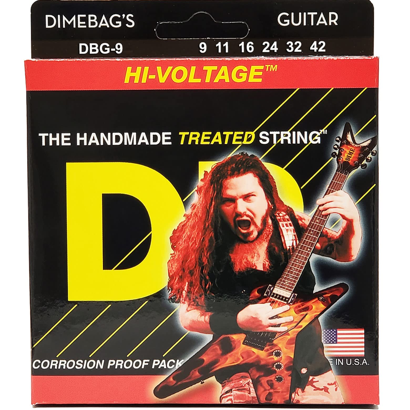 Dr Strings Electric Guitar Strings, Dimebag Darrell Signature, Treated Nickel-Plated, 9-42