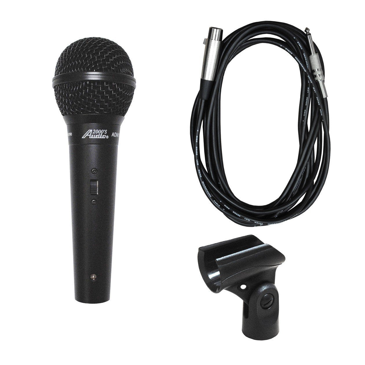 Audio2000S ADM1064B Professional Cardioid Dynamic Microphone with 20ft Cable, Microphone Clip and Hard PVC Carrying Case