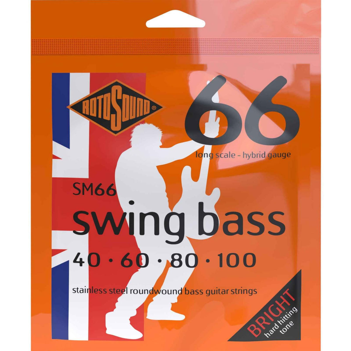 Rotosound Sm66 Swing Bass 66 Stainless Steel Hybrid Bass Guitar Strings (40 60 80 100)