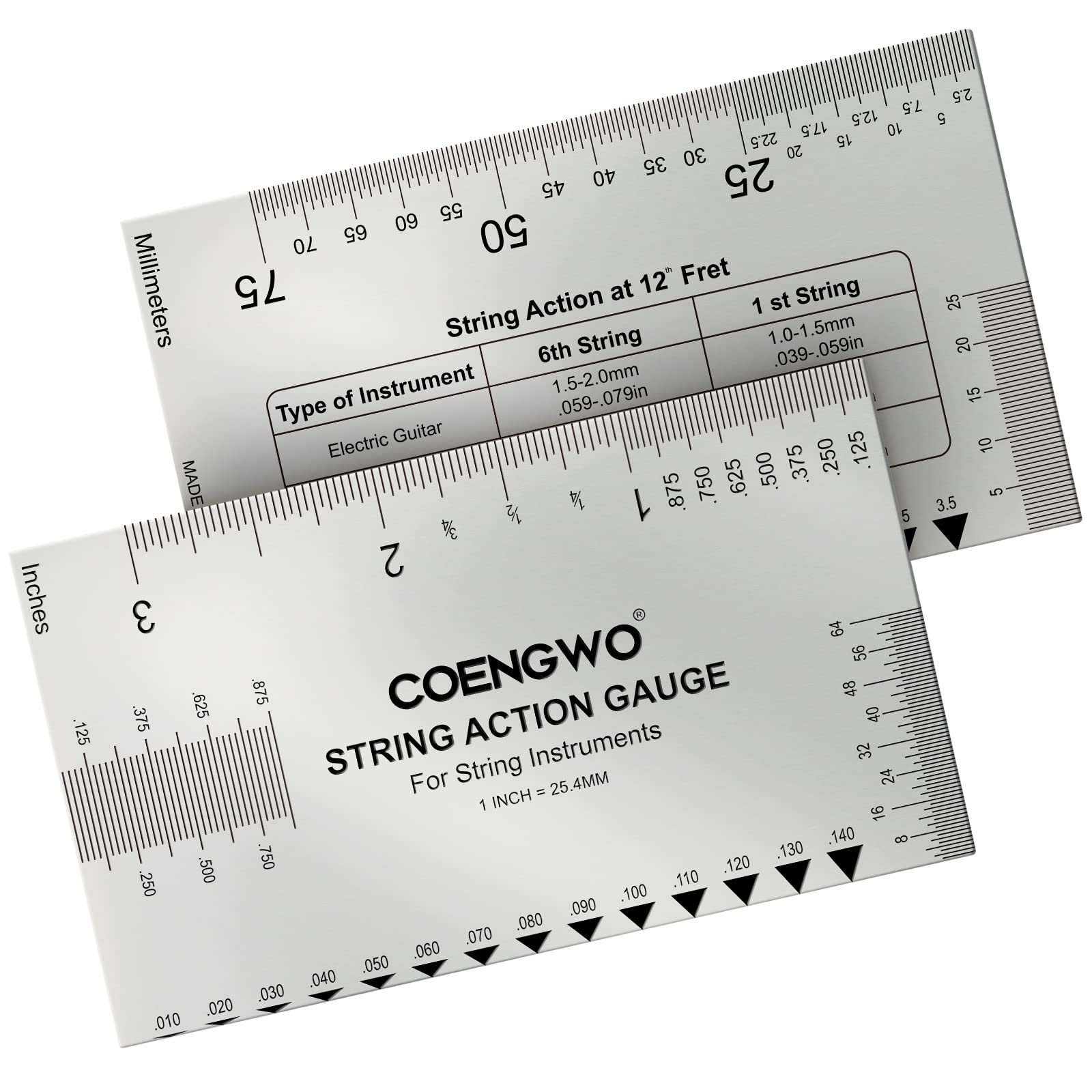 Long String With Ruler Guitar String Action Gauge, COENGWO String Height Gauge Ruler Guitar S ...