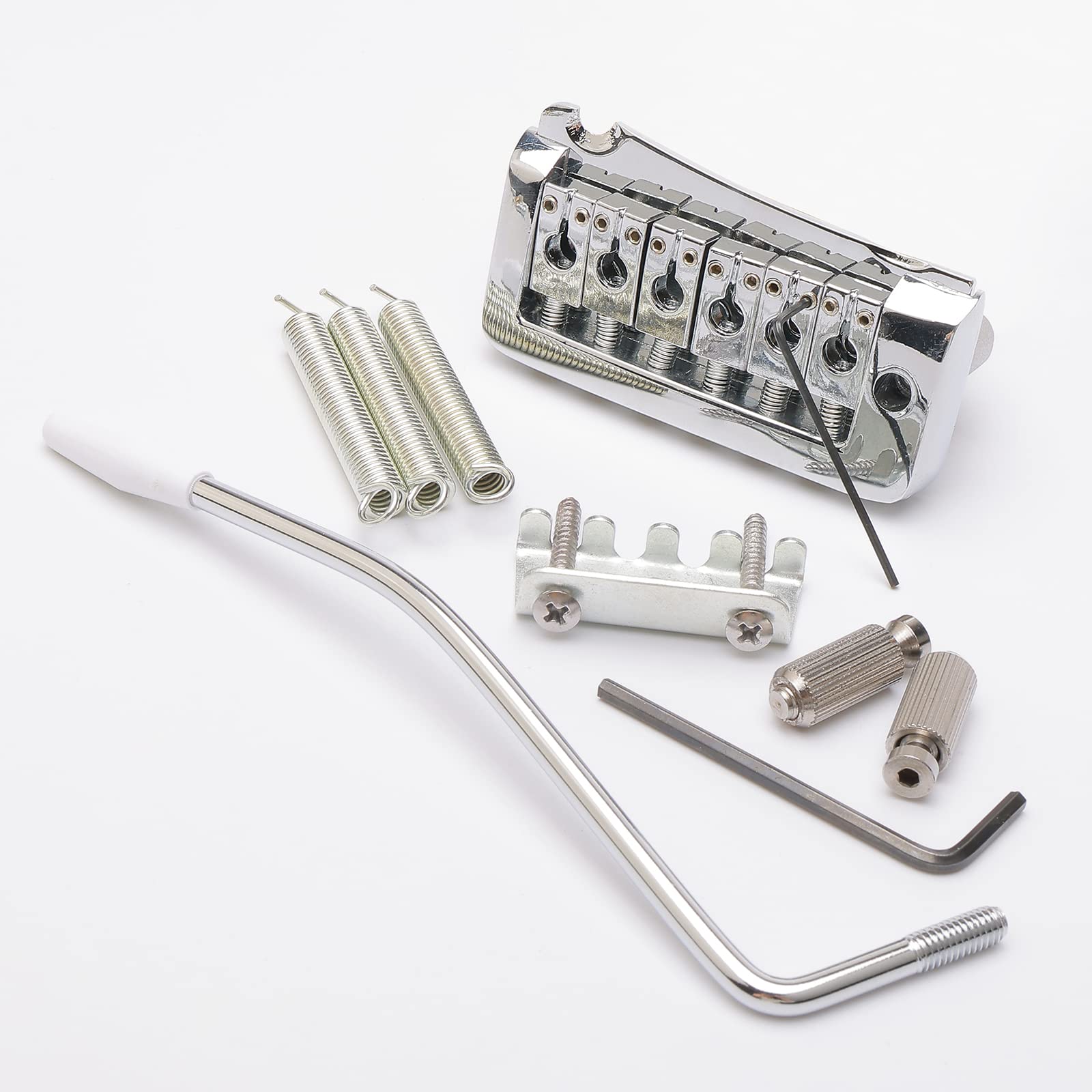 Unxuey 52mm Guitar Stratocaster Tremolo Bridge 6 String Individual Saddle for SQ Fender Strat Style Electric Guitar(Silver)