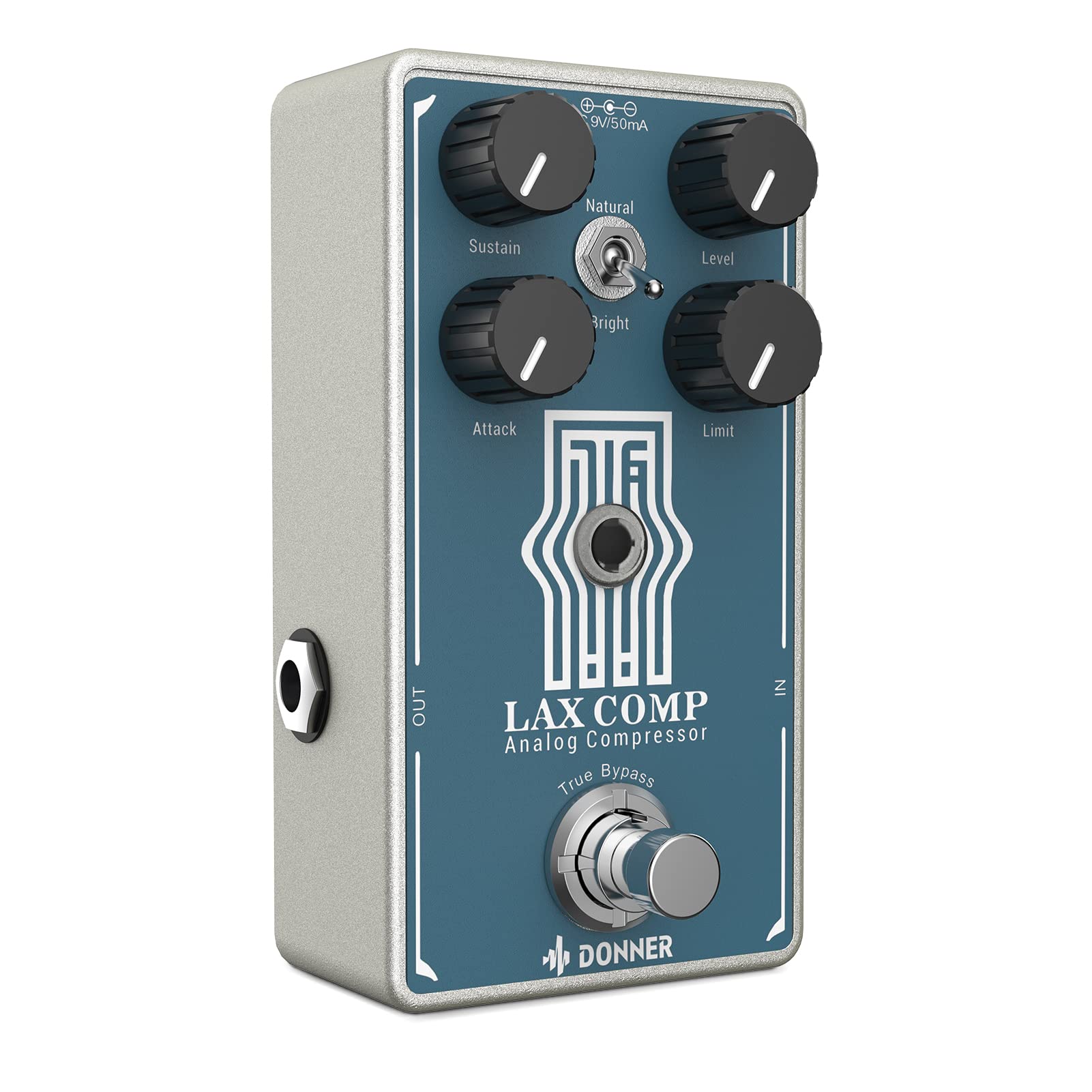 Donner Compressor Guitar Pedal, Lax Comp Compressor Pedal for Electric Guitar and Bass, Classic Peak Limiter Style Compressor wi