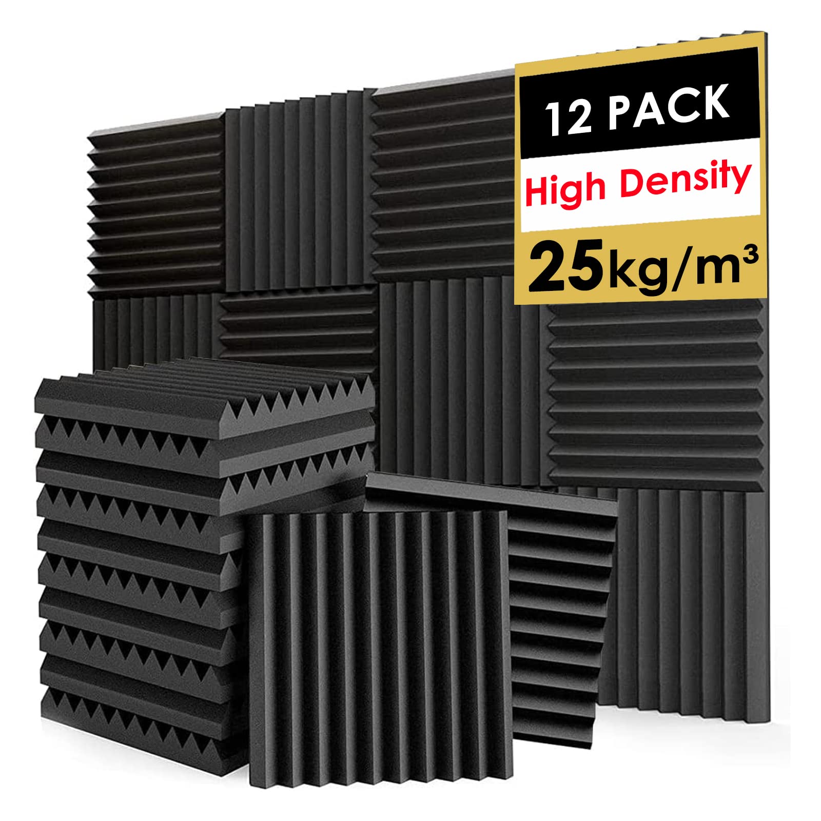 Foneso Acoustic Panels, High Density Soundproof Foam Panels For Walls, Sound Absorbing Panels, Acoustic Foam Panels Fire Resista