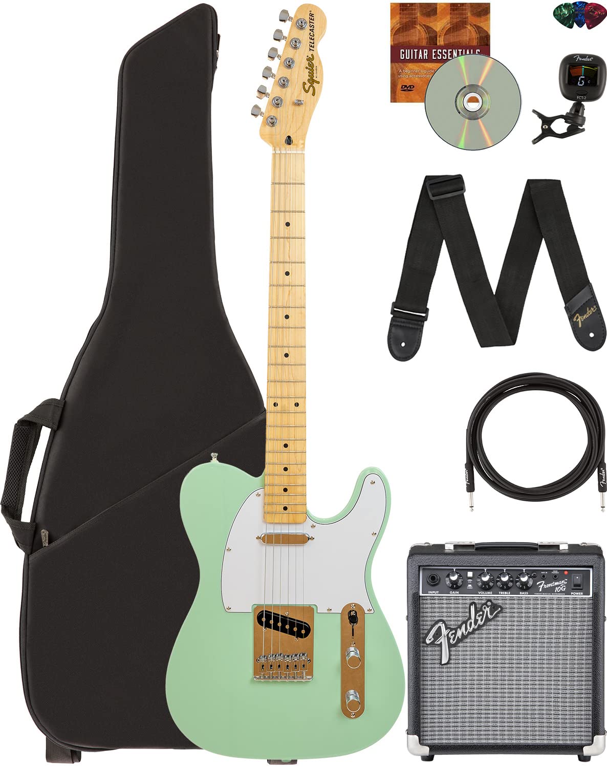Fender Squier Affinity Telecaster - Surf Green Bundle With Frontman 10G Amplifier, Instrument Cable, Gig Bag, Tuner, Strap, Pick