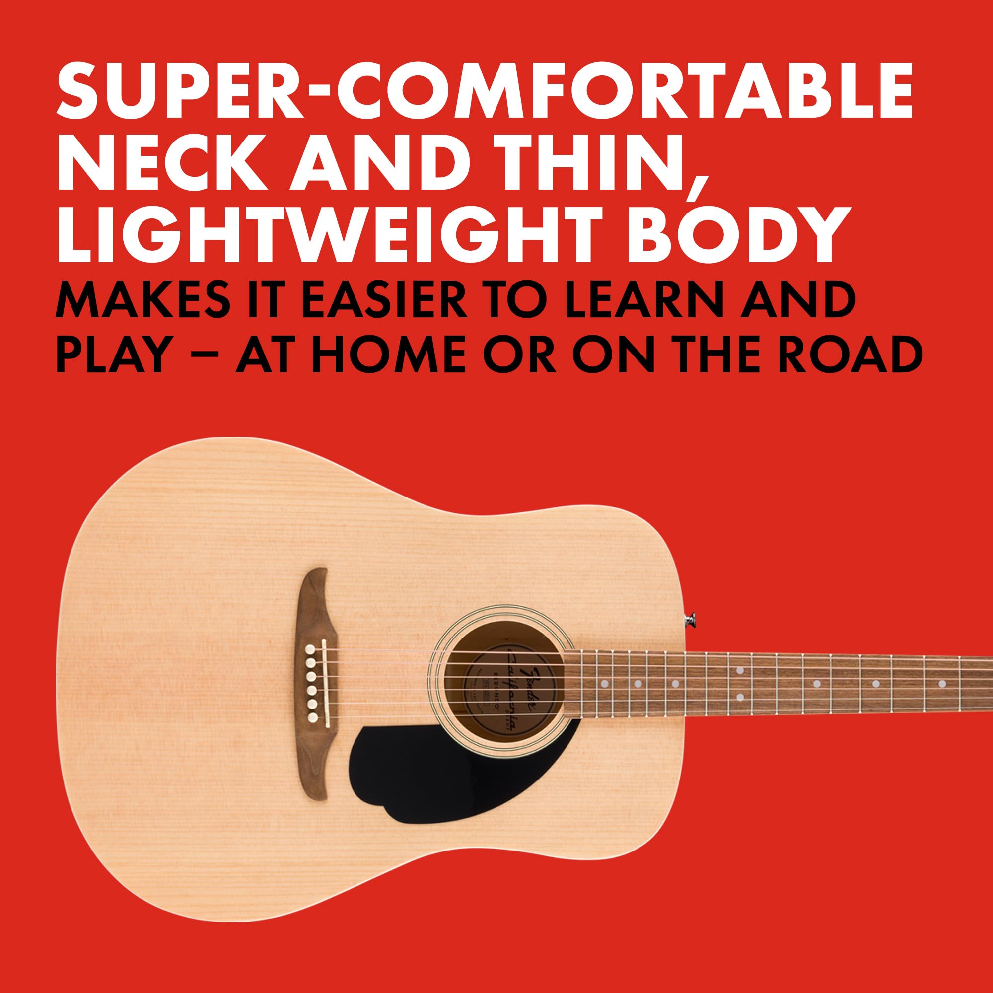 Fender California Debut Redondo Series Acoustic Guitar Pack, Beginner Guitar, 2-Year Warranty, Includes Gig Bag, Stand, and More