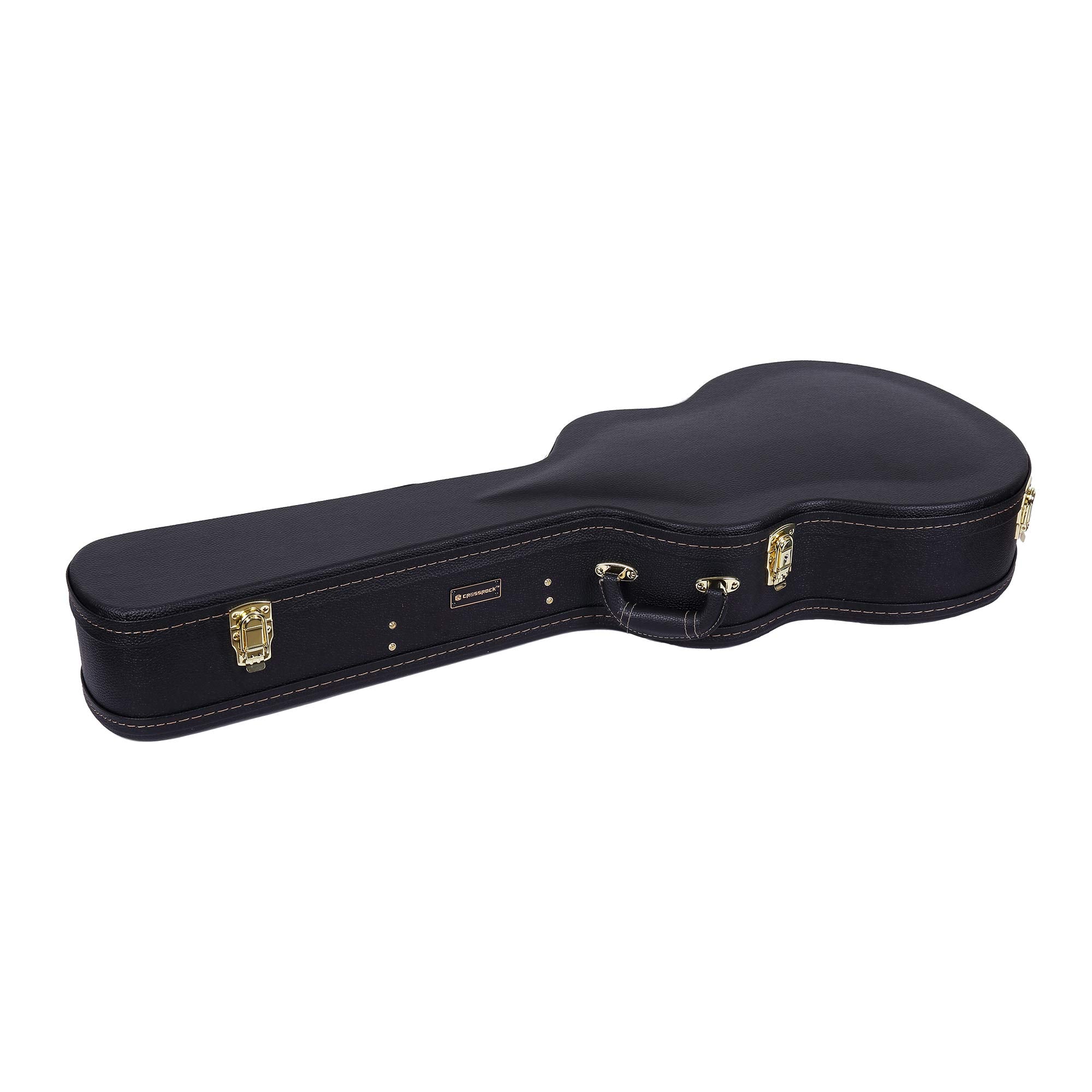 Crossrock Deluxe Wood Hard Case for OM/000 Guitar Case, Compatible to 4/4 Classical Guitar, Black(CRW600OMBK)