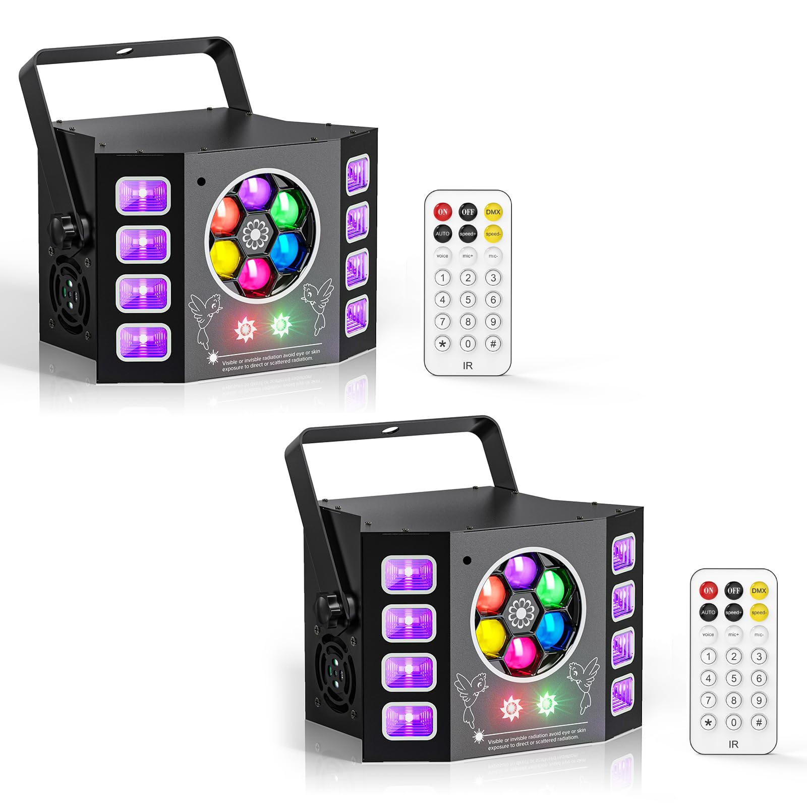 Dj Lights 100W Bee Eye Uv Strobe Stage Light Led Sound Activated Rave Light, 14 Ch Dmx512 And Remote Control For Halloween Birth