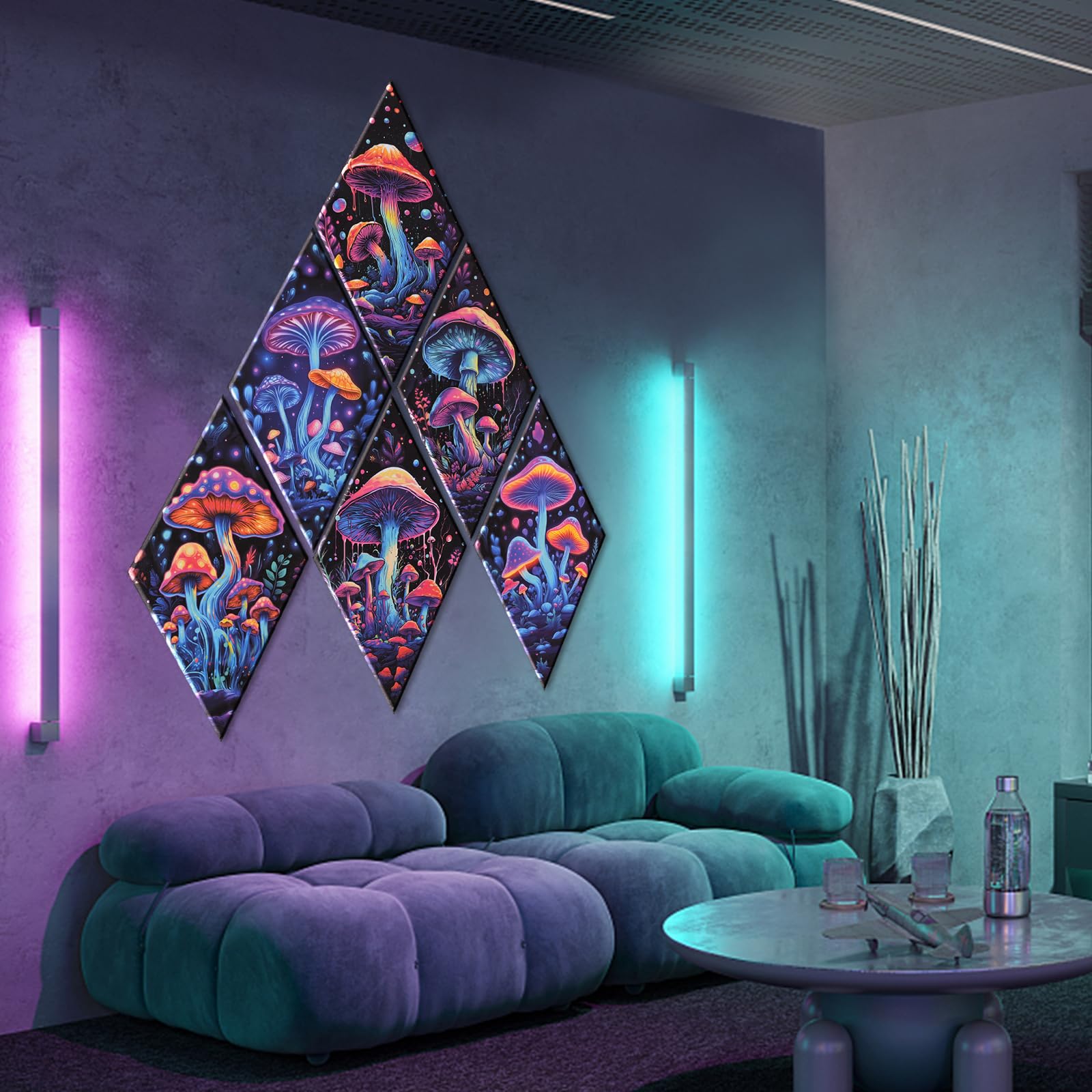 Tutmyrea 6 Pack Art Acoustic Panels Soundproof Wall Panels with Self-Adhesive, 20 x 12 inches Sound Absorbing Panels Cyberpunk W