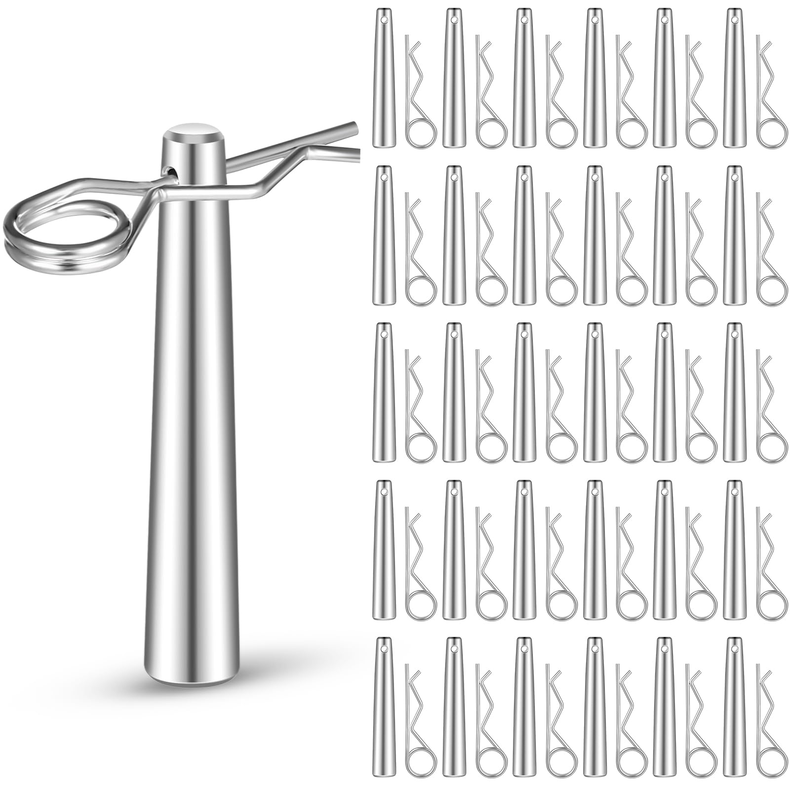 Tandefio 50 Sets Cotter Pins Assortment Kit with R Clip Heavy Duty Hitch Pins Truss Accessories for Hitch Lock Systems