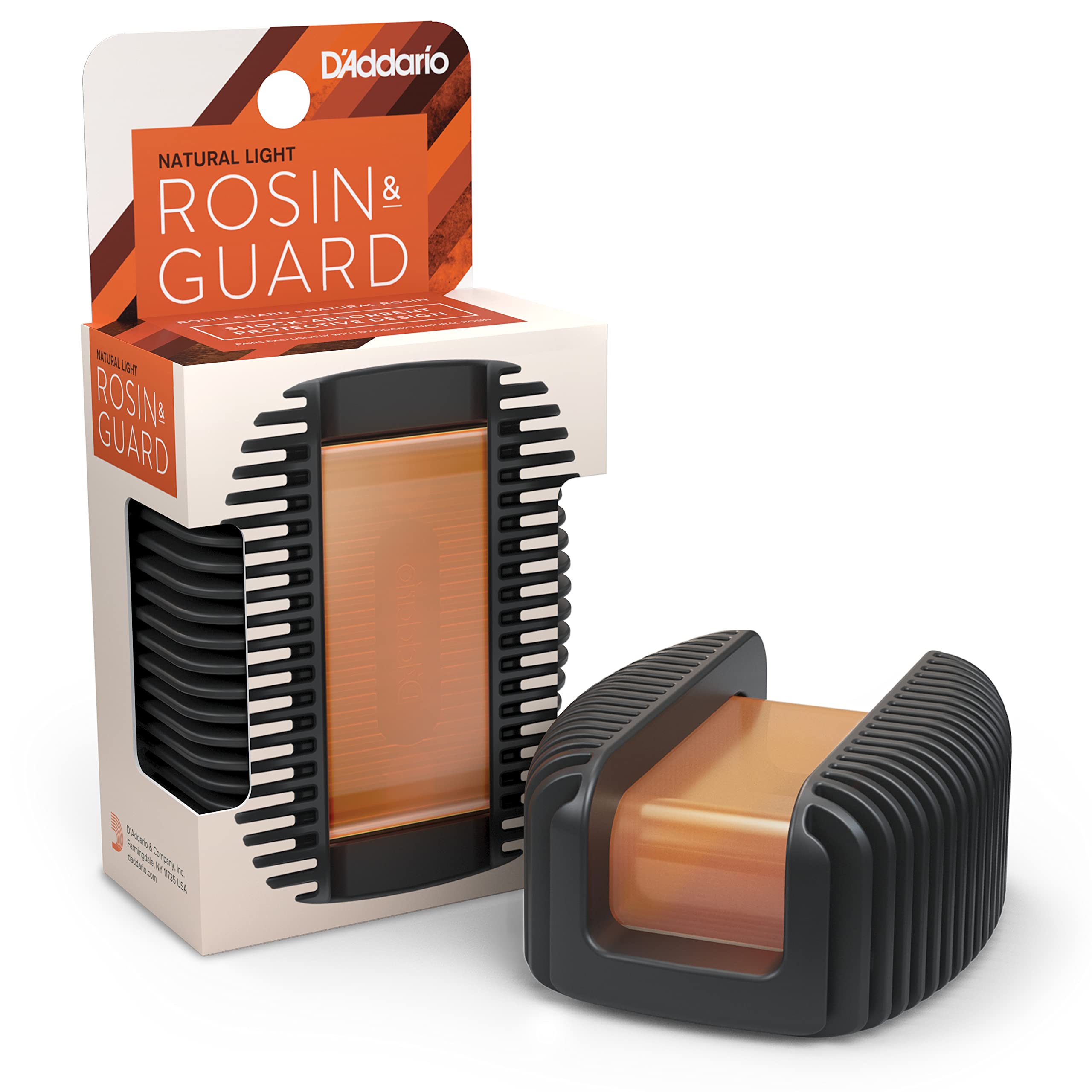DAddario Violin Rosin Guard with Light Rosin - Rosin for Violin, Cello, Viola, Double Bass - Shock Absorbent - Magnetic Attachm