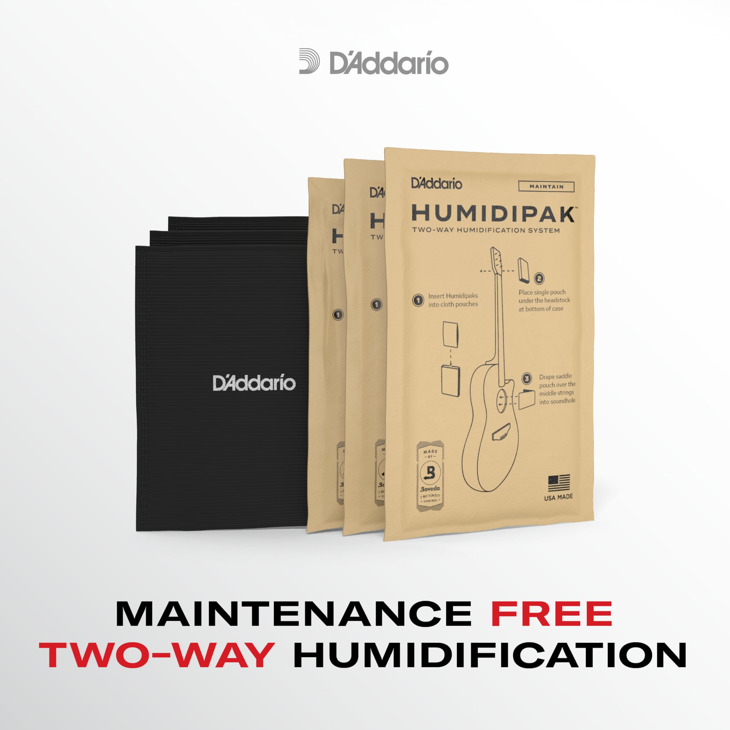 D'Addario Accessories Guitar Humidifier System - Humidipak Maintain Kit - Automatic Humidity Control System - Maintenance-Free,
