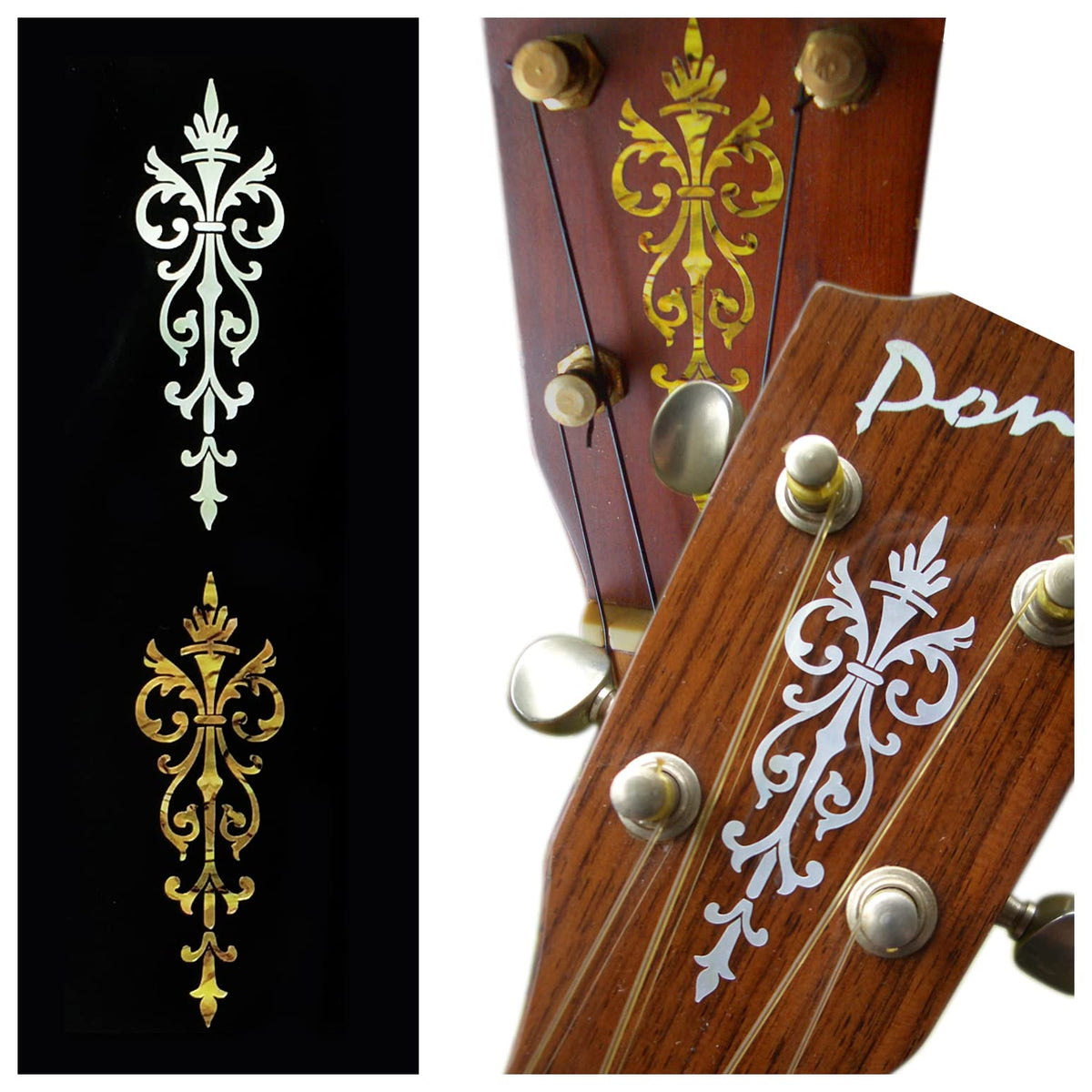 Inlay Stickers For Guitar Headstock - Small Torch (2Pcs Set) - White ...