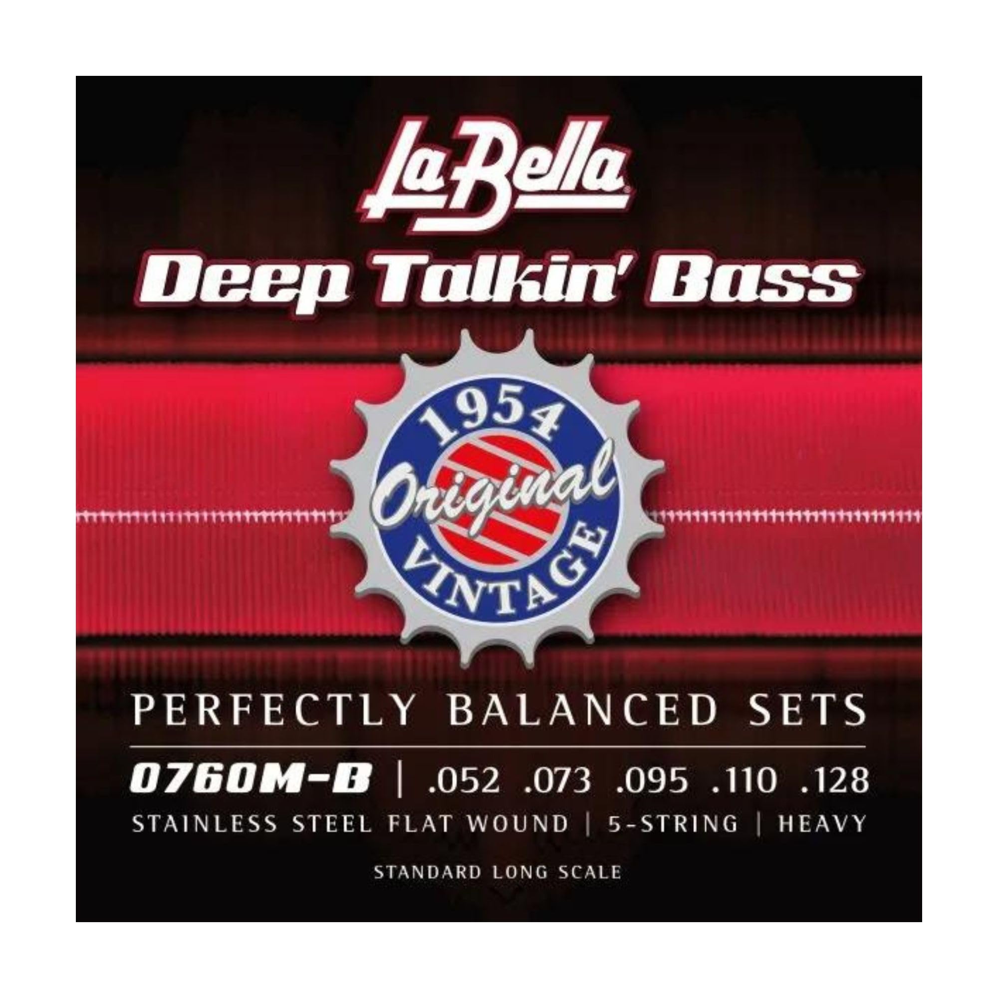 La Bella 0760M-B Deep Talkin' 1954 Original Vintage Stainless Steel Flat Wound, Bass Guitar String 52-128T