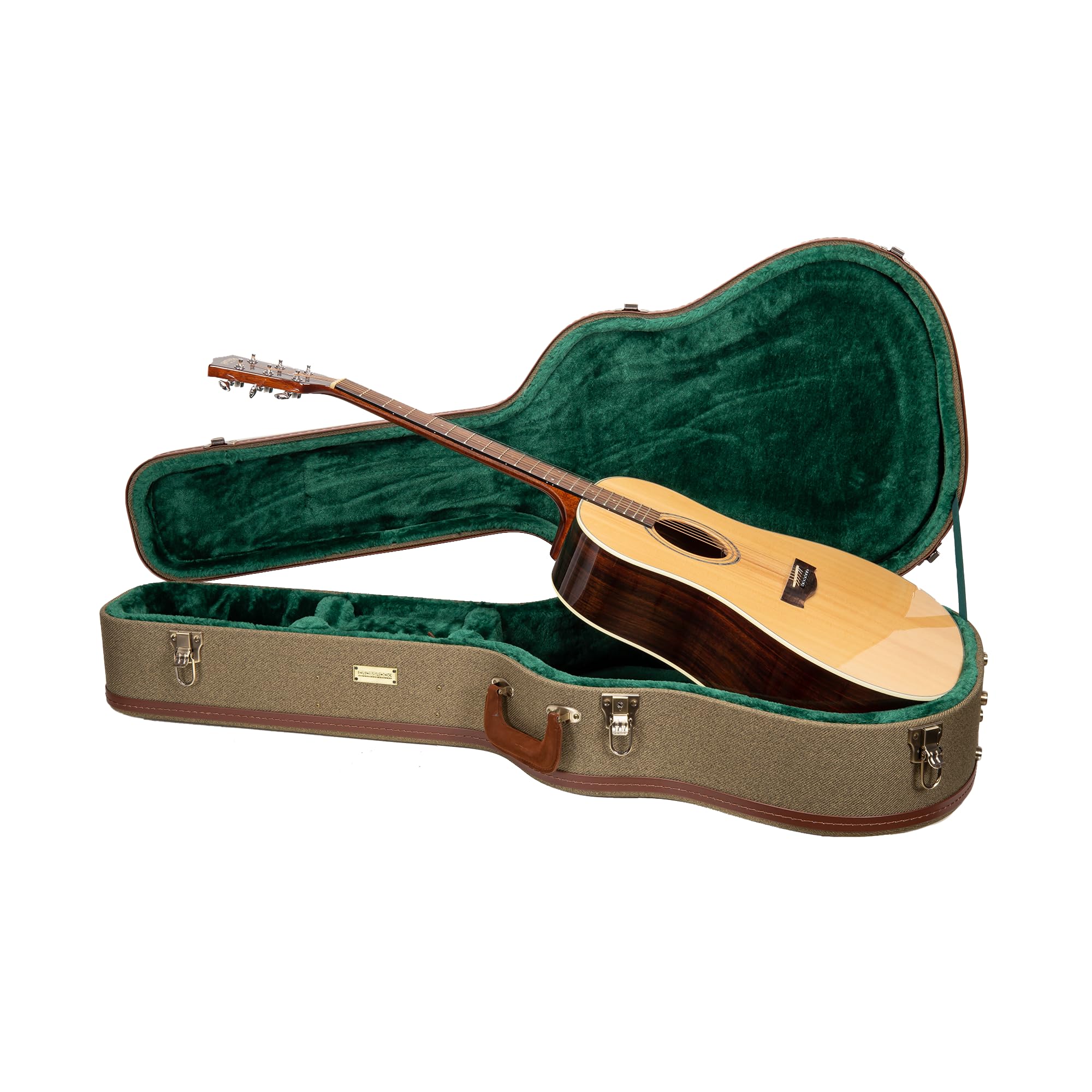 Crossrock Master Series Acoustic Guitar Case For Martin D-28 / Grand Auditorium | Olive Green Eco Tweed Fabric, Re-Engineered Sh