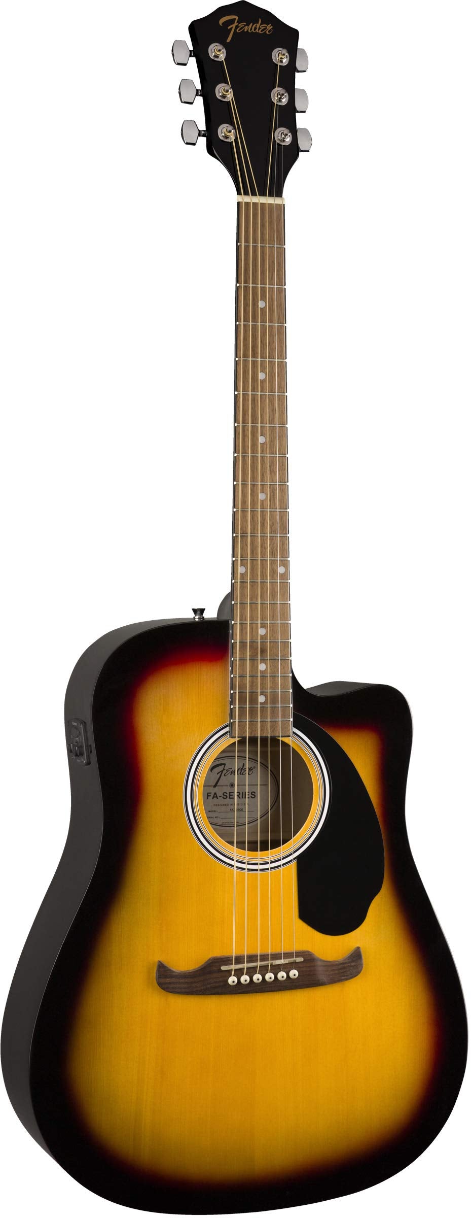 Fender FA-125CE Dreadnought Cutaway Acoustic-Electric Guitar - Sunburst Bundle with Gig Bag, Strap, Strings, Picks, Fender Play