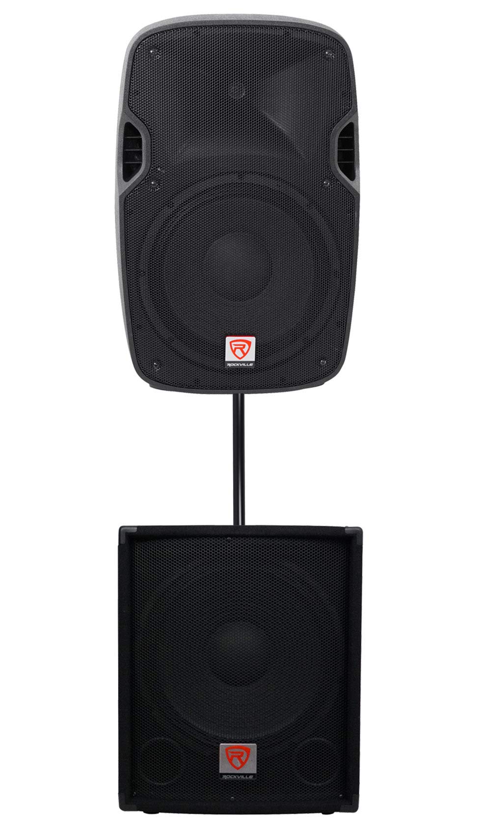 Rockville SPGN128 Bundle: 12-in 1200W Peak/300W RMS Passive DJ PA Speaker, SBG1154 15-in 800-Watt 4-Ohm Passive Subwoofer with P