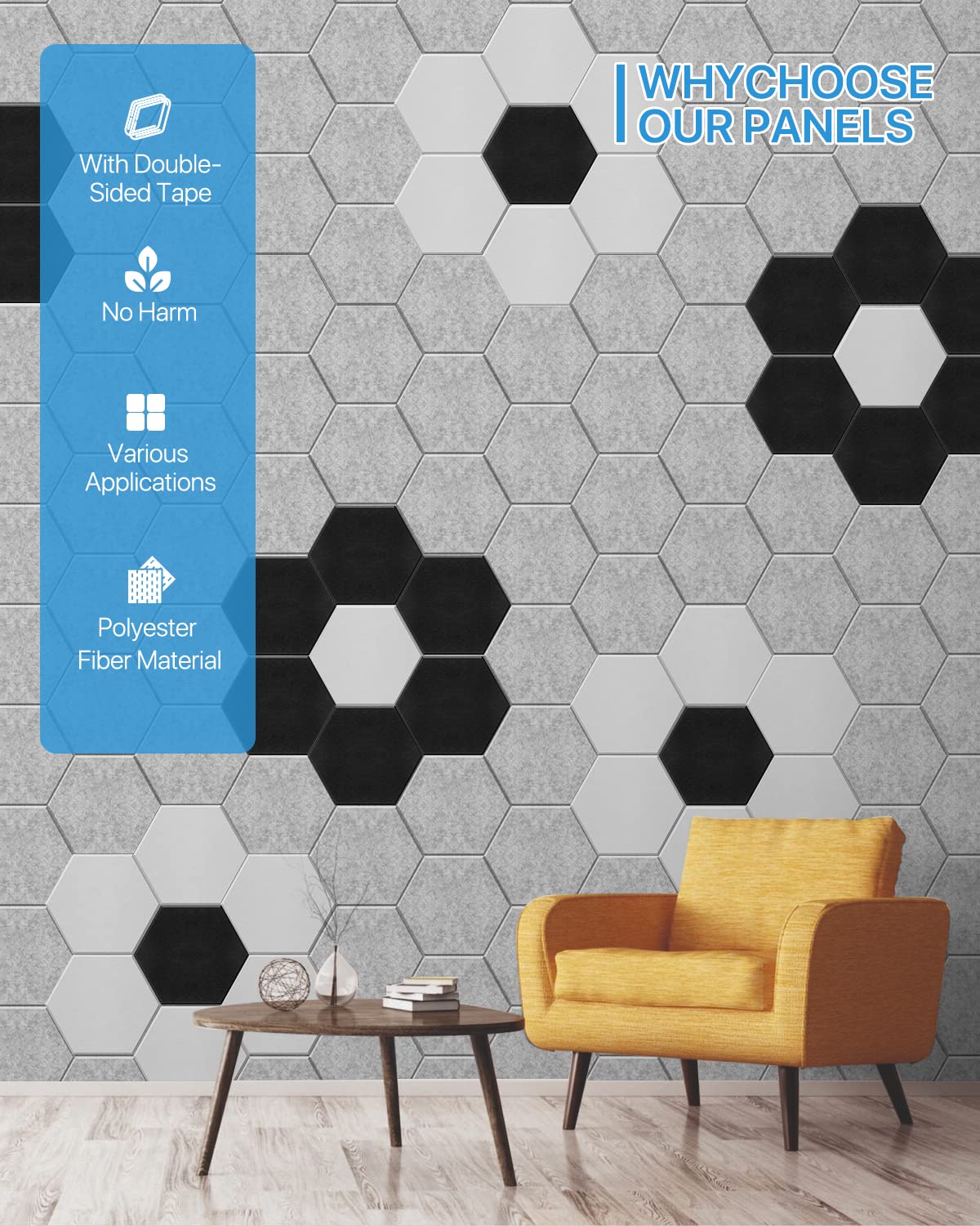 Soundproof Wall Panels Self-Adhesive Acoustic Panels Sound Absorbing High Density Sound Proof Foam Panels, Acoustic Foam Panels