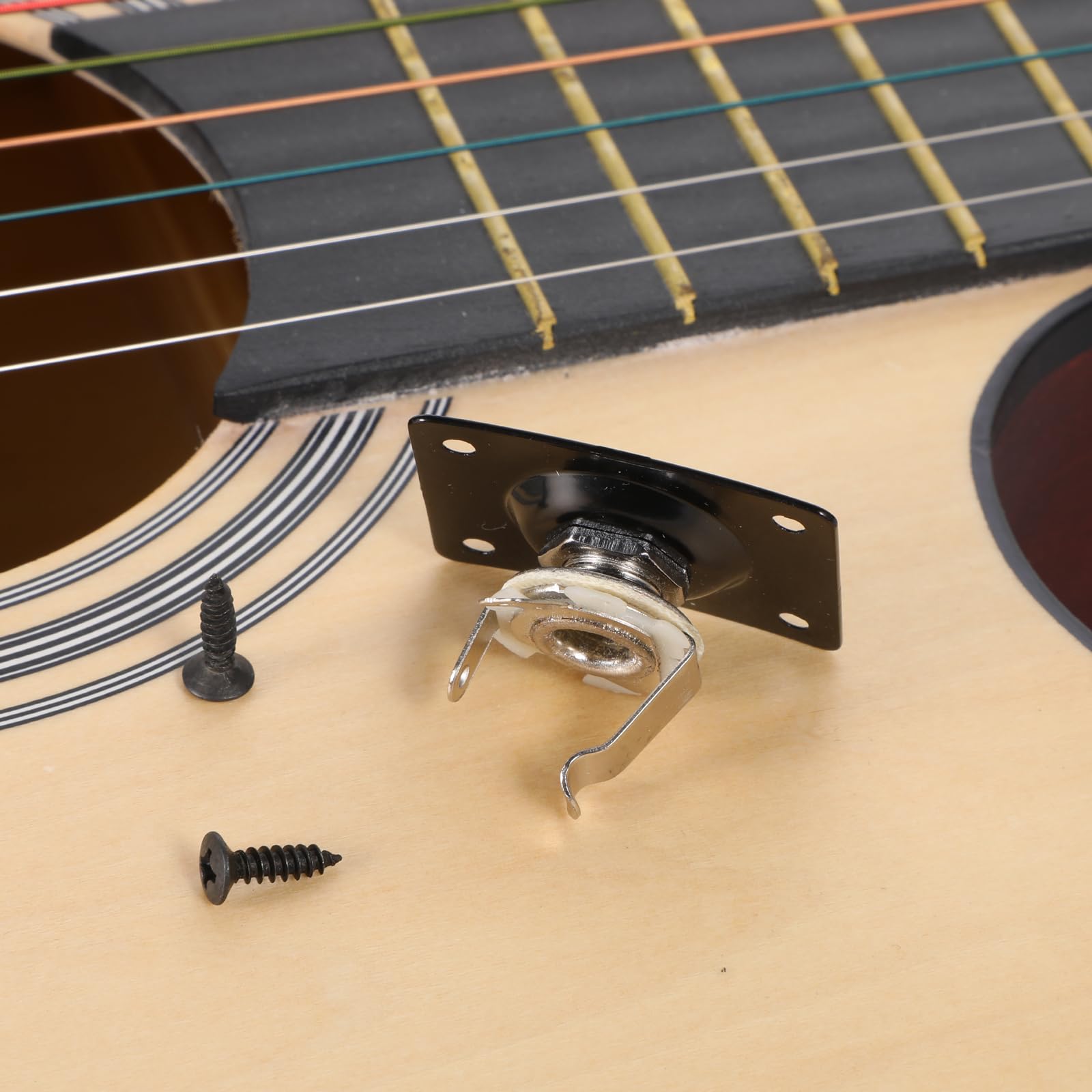 Square Metal 1/4 Inch Jack Plate, Guitar Input Jack for Electric Guitar Bass, Electric Guitar Parts, 1Pack