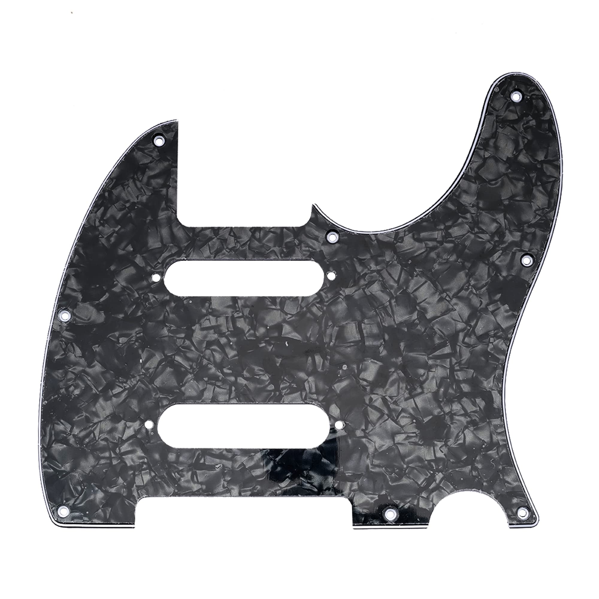 Musiclily Pro 8 Holes Ss Guitar Tele Pickguard For Usa/Mexico Fender Deluxe Nashville Telecaster Electric Guitar, 4Ply Black Pea