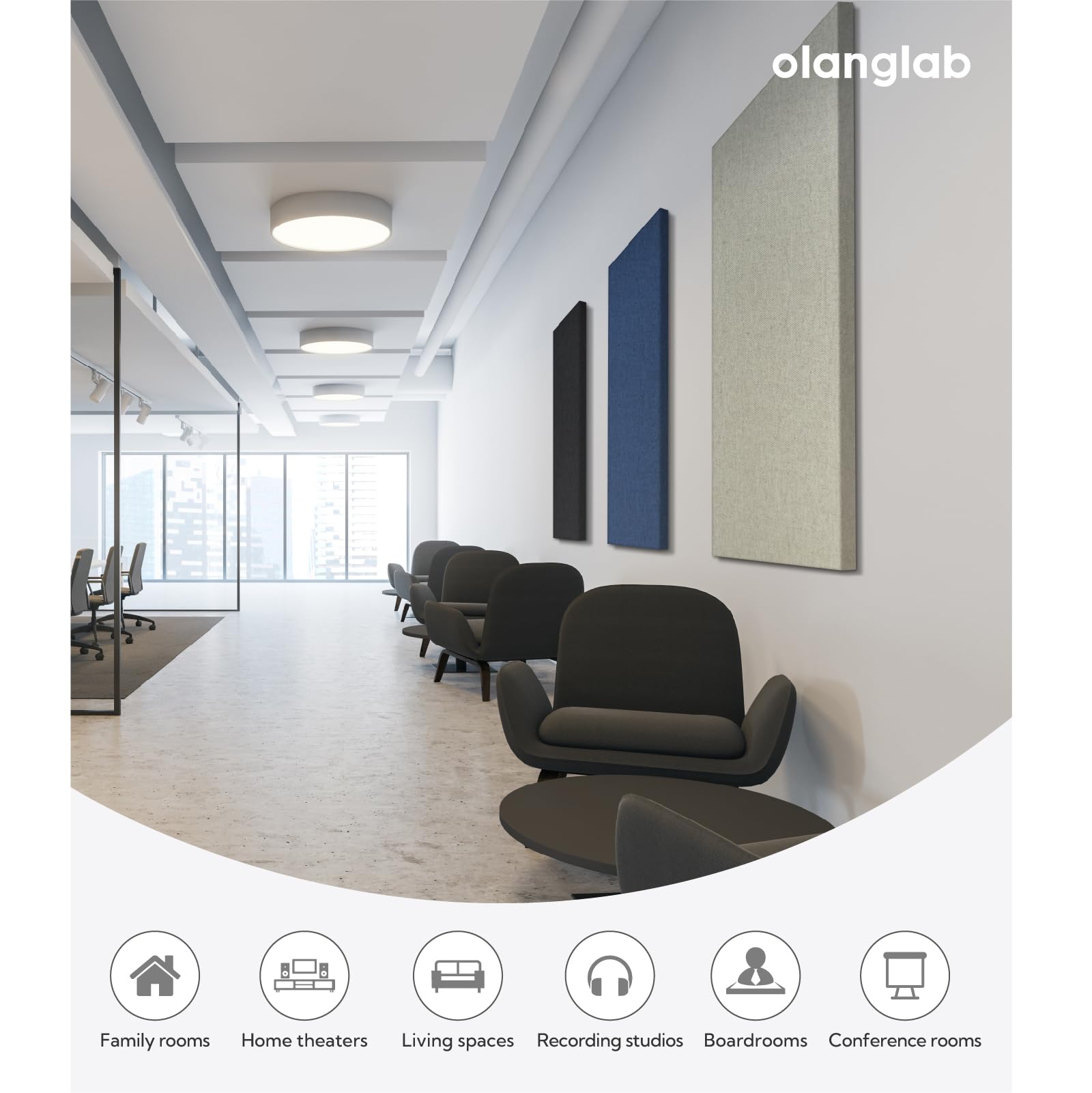 Olanglab Acoustic Panels 2 Pack, 48''x24'' Large Sound Panels, Fabric Wrapped Sound Proof Foam Panels for Walls, Sound Absorbing