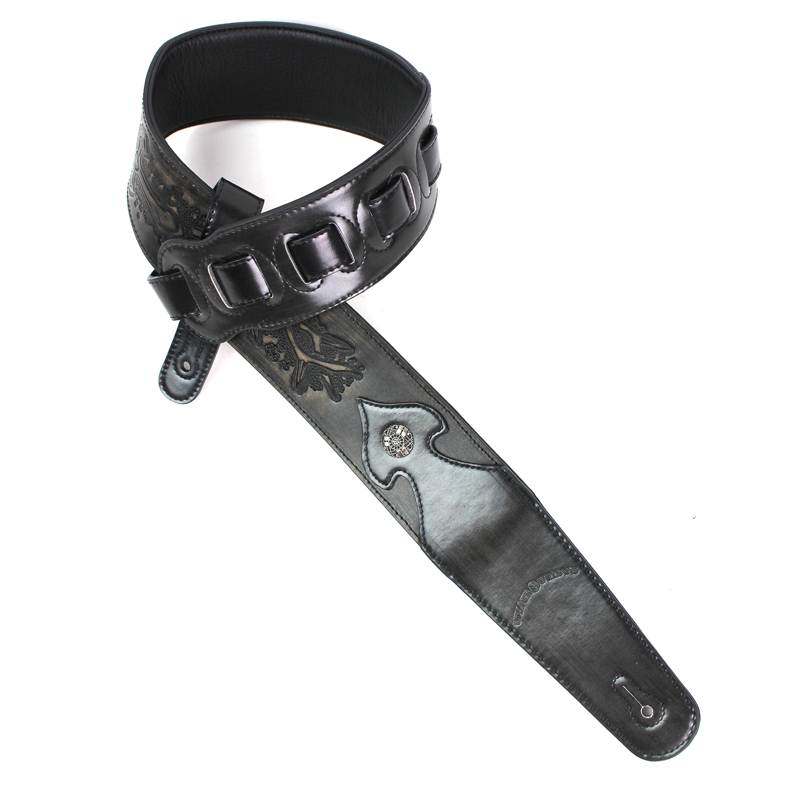 Walker & Williams Lip-04 Slate Gray Leather Strap With Cross And Thorns Tooling