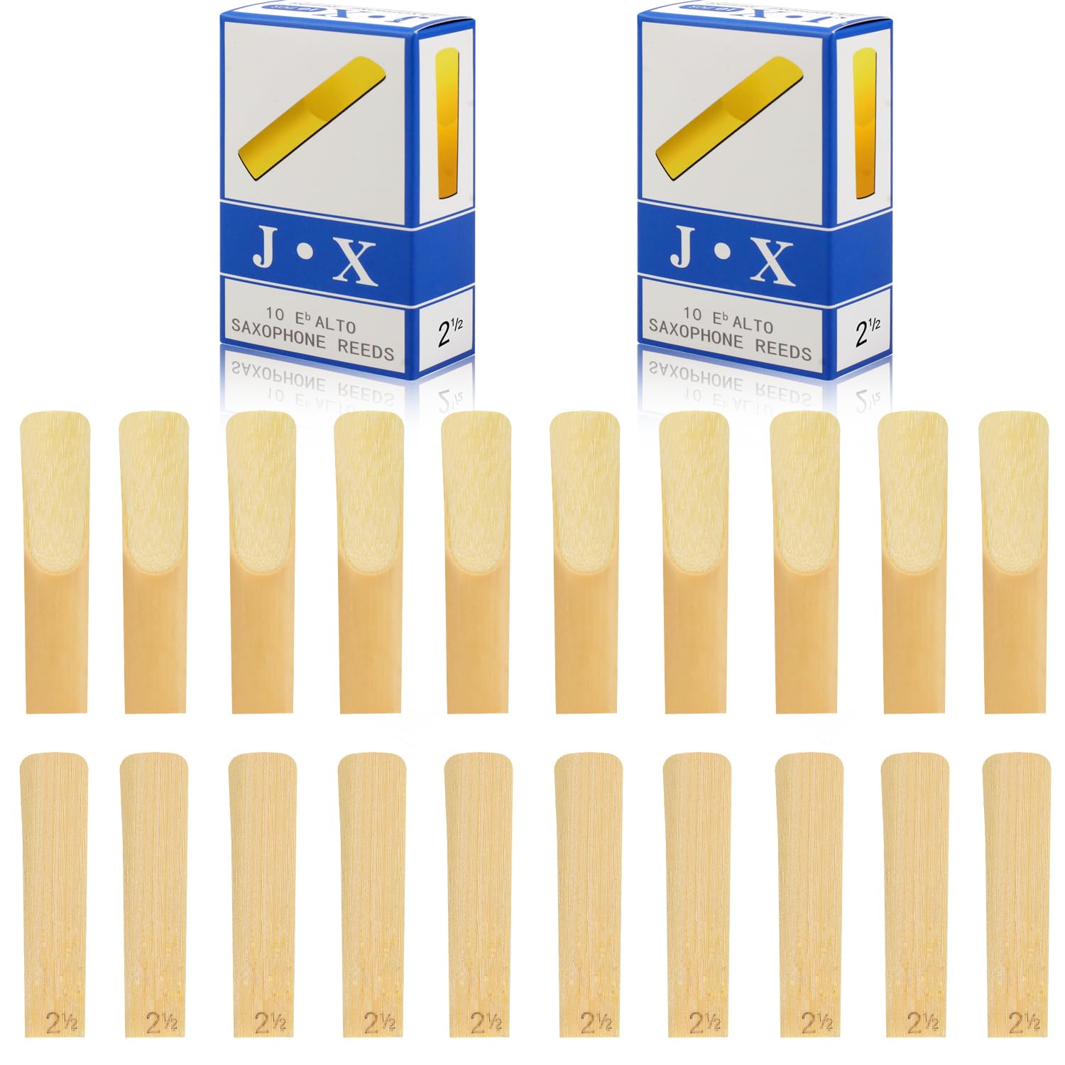 20 PCS Alto Saxophone Reeds Strength 2.0/2.5/3.0, Alto Sax Reeds Clarinet Bamboo Reeds for Clarinet, Soprano or Alto Sax(2.5)