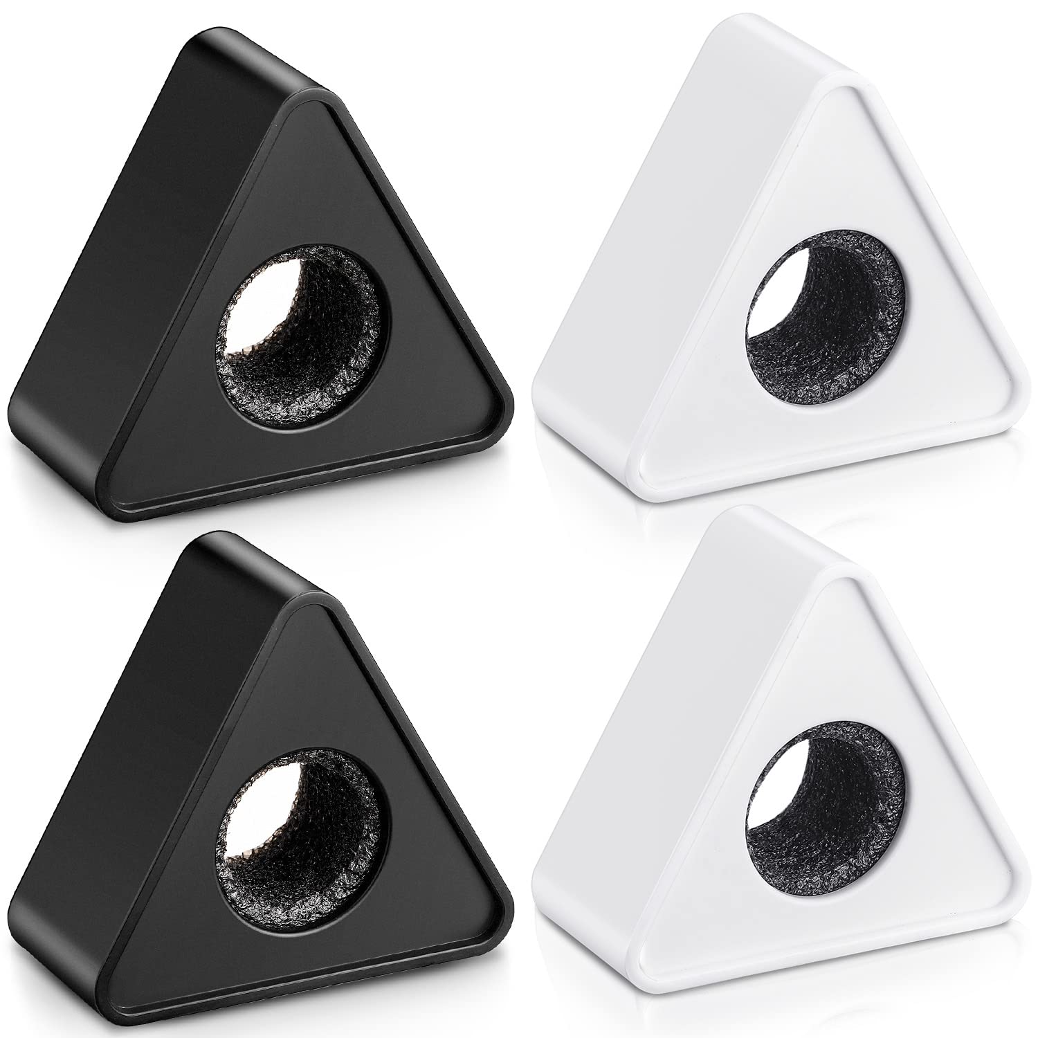 Facmogu 4Pcs Black & White Triangular Microphone Stands, Abs Material Microphone Logo Custom Flag With Foam, Microphone Triangul