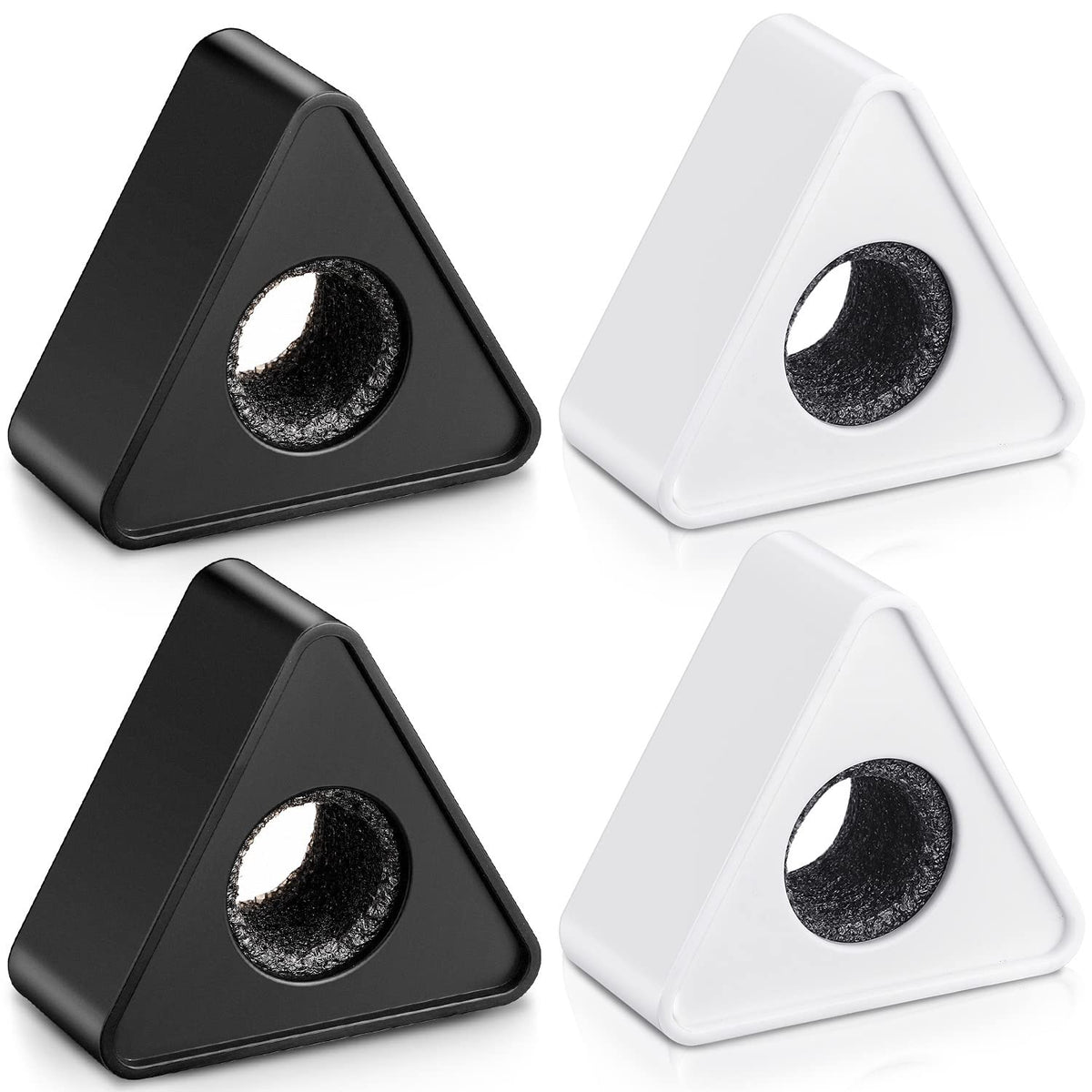 Facmogu 4Pcs Black & White Triangular Microphone Stands, Abs Material Microphone Logo Custom Flag With Foam, Microphone Triangul