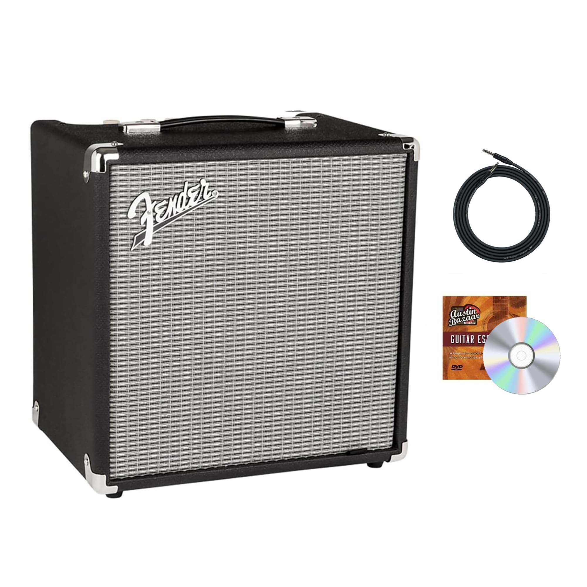 Fender Rumble 25 Bass Combo Amplifier Bundle with Cable and Austin Bazaar Instructional DVD