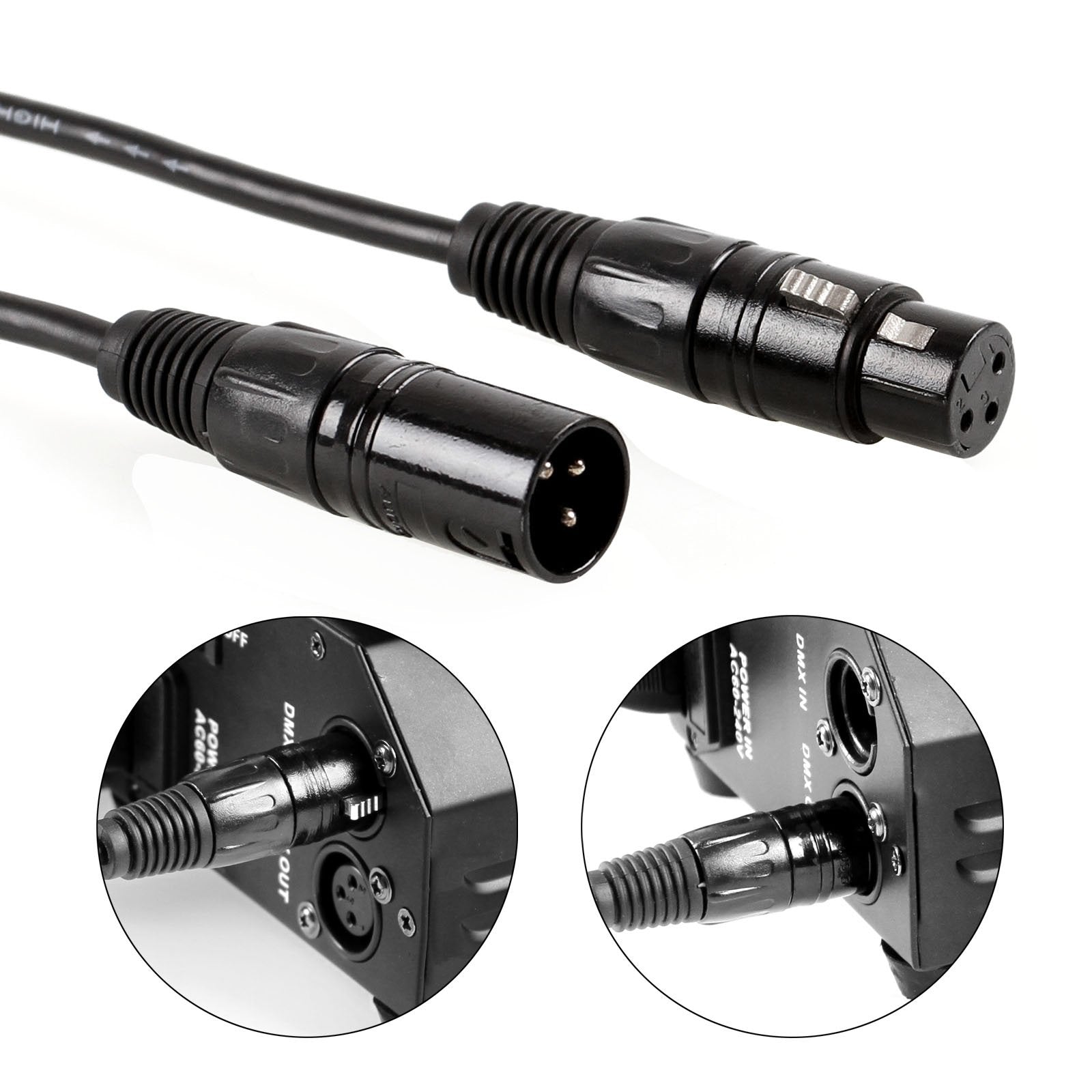 MOUNTAIN_ARK 10 Pack 3-Pin DMX Cable Signal XLR Connection Stage Light Wire 6.5 ft / 2 m for Moving Head Light Par Light
