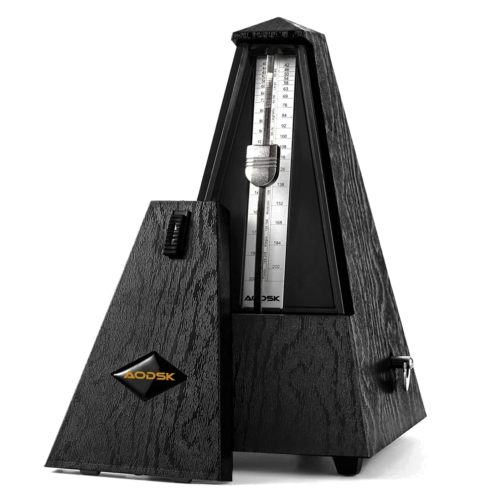 AODSK Mechanical Metronome,Universal Metronome for Piano,Guitar,Violin,Drums and Other Instruments,Standard,(Wood Grain Black)