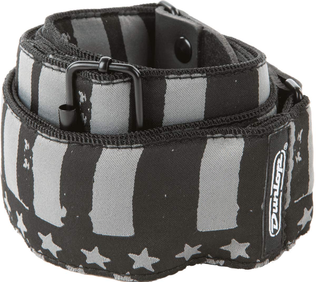 Jim Dunlop Jacquard Stars And Stripes Guitar Strap (D6713), Black, Gray