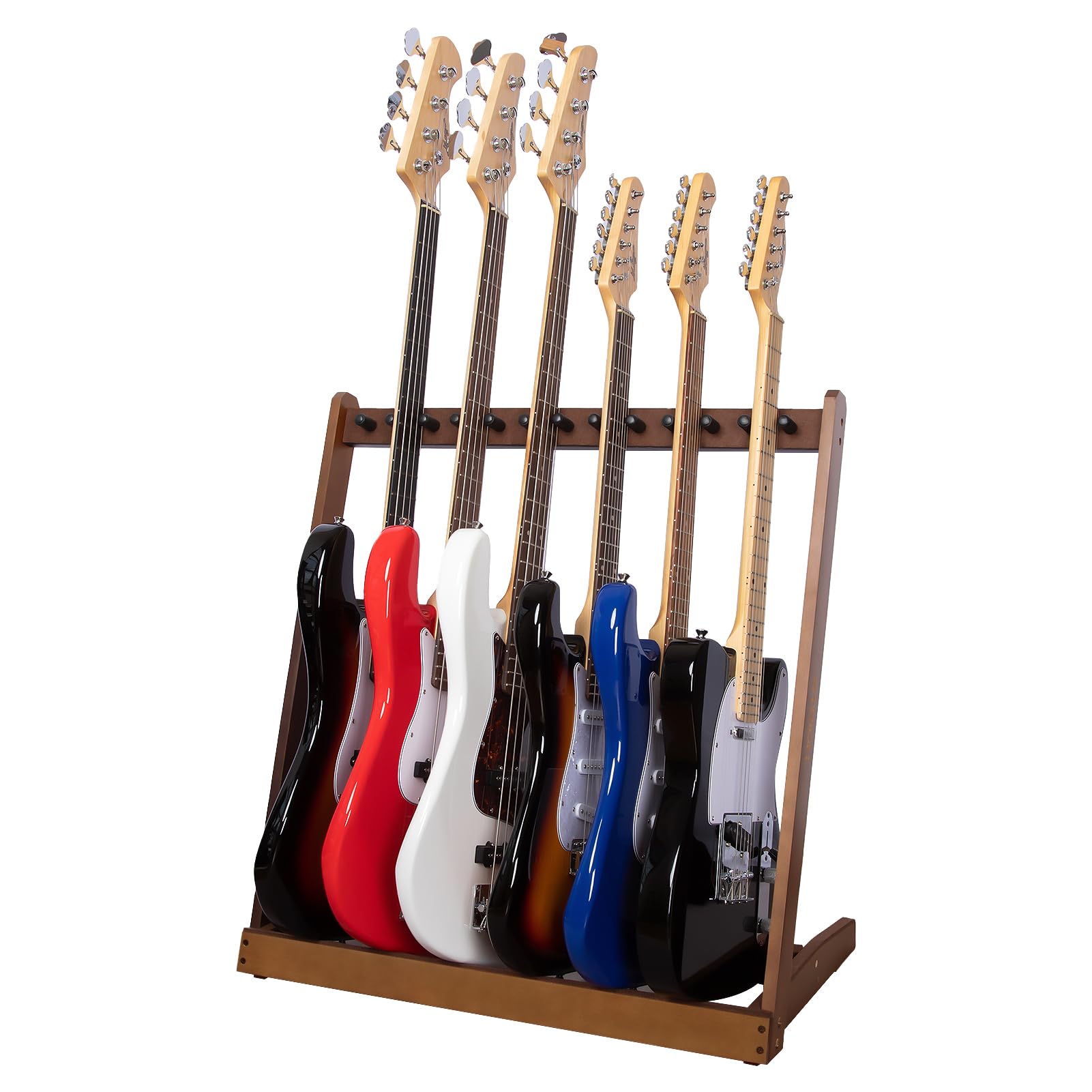 STRICH Multiple Guitar Stand, Hardwood Rack for 6 Electric or 4 Acoustic Guitars, Padded Home & Studio SMT-10 (6-Holder)