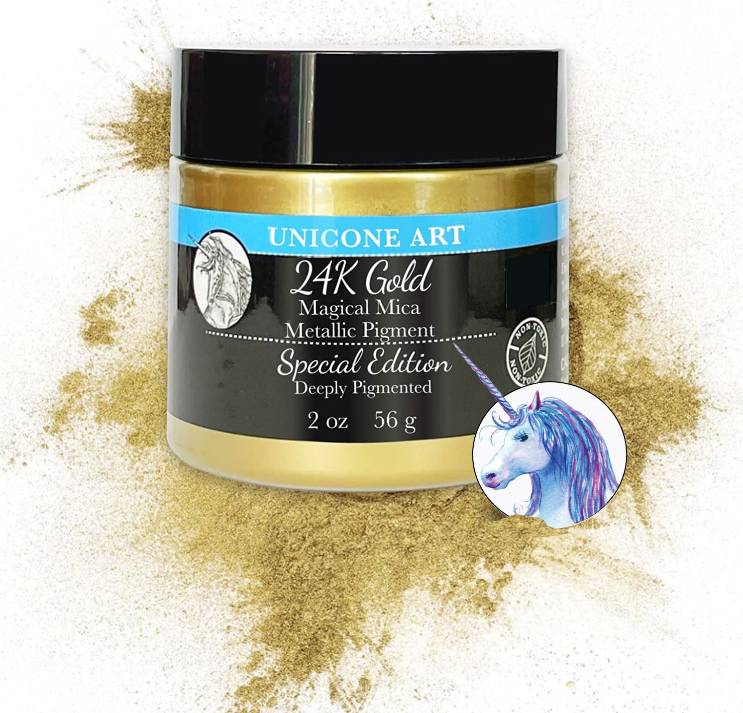 24K Metallic Mica Powder Pigment (56g) Multipurpose DIY Arts and crafts, cosmetic grade, Soap,Resin Epoxy,Paint, Slime, Mold Mak