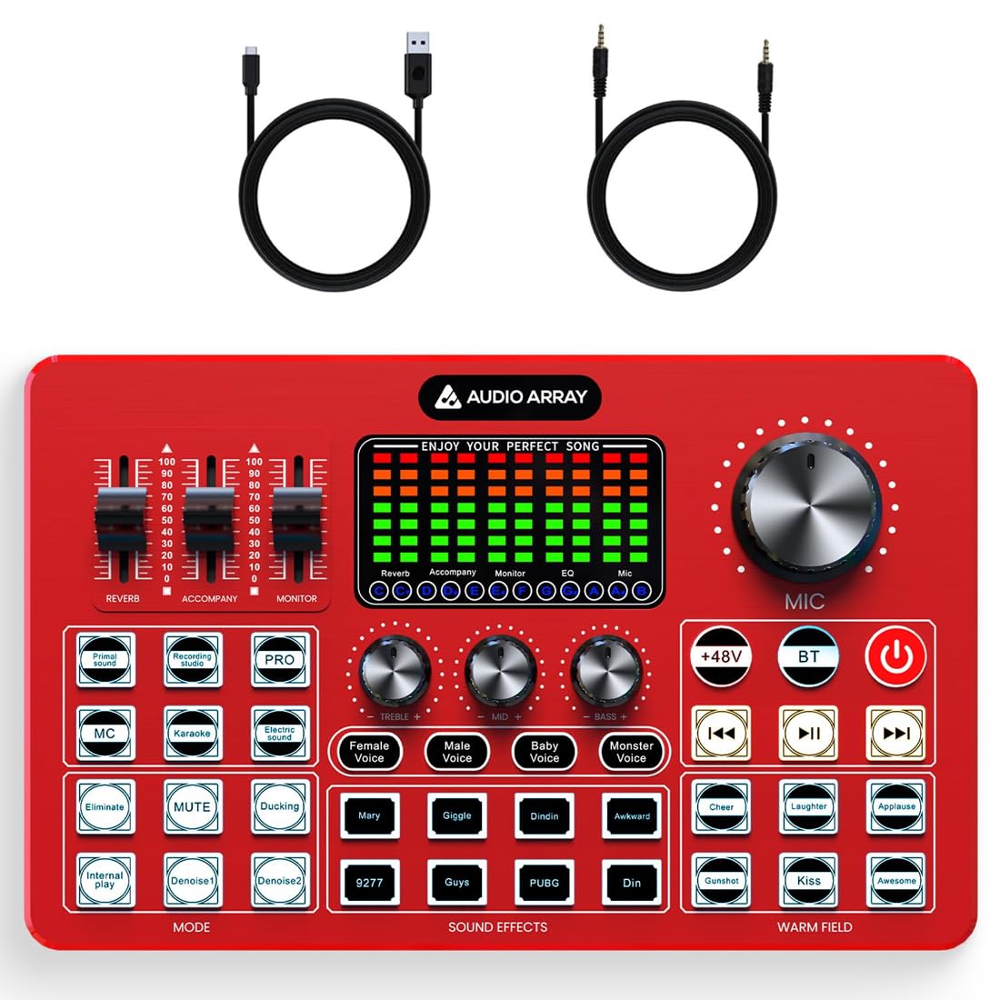 Audio Array Ai-10 Professional Live Soundcard|1Ch Mixer |Bluetooth | 3 Condenser Mic Inputs, 2 Mobilephones & Pc/Mac Outputs | +