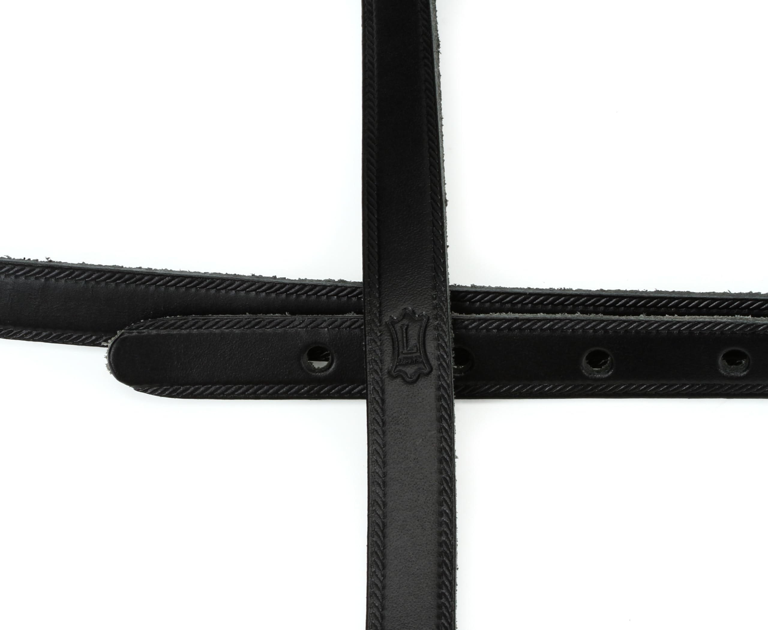 Levy's Leathers M25-BLK 50s-Style Veg-Tan Leather Guitar Strap, Black