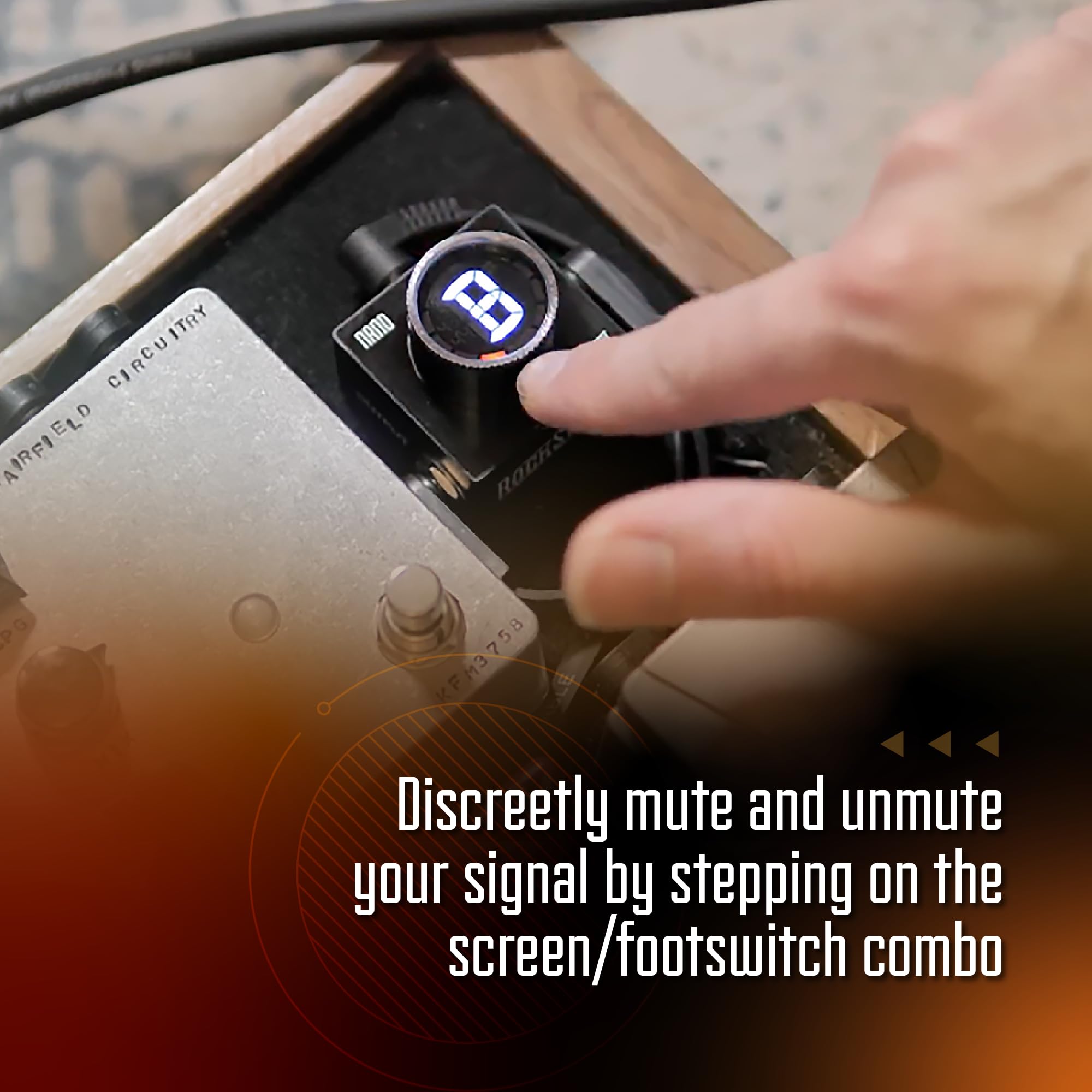 Rock Stock Nano Electric Guitar Tuner Pedal - Compact Chromatic Tuner Foot Pedal Fits on Any Pedalboard - For Acoustic, Electric