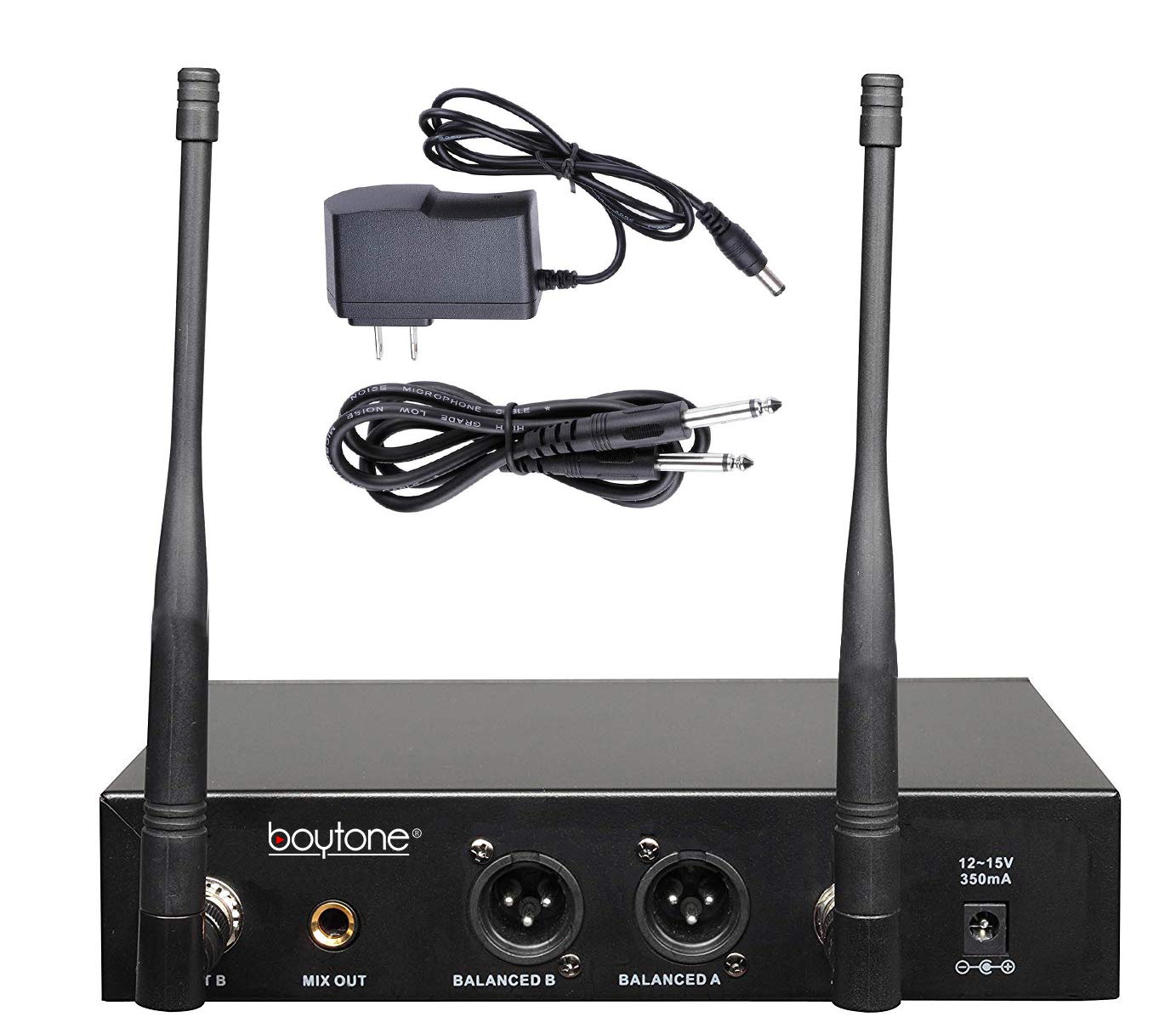 Boytone BT-46UM Wireless Microphone System, Dual UHF Cordless Mic Set, Long Distance 150-200Ft,16 Hours Continuous, Fixed Freque