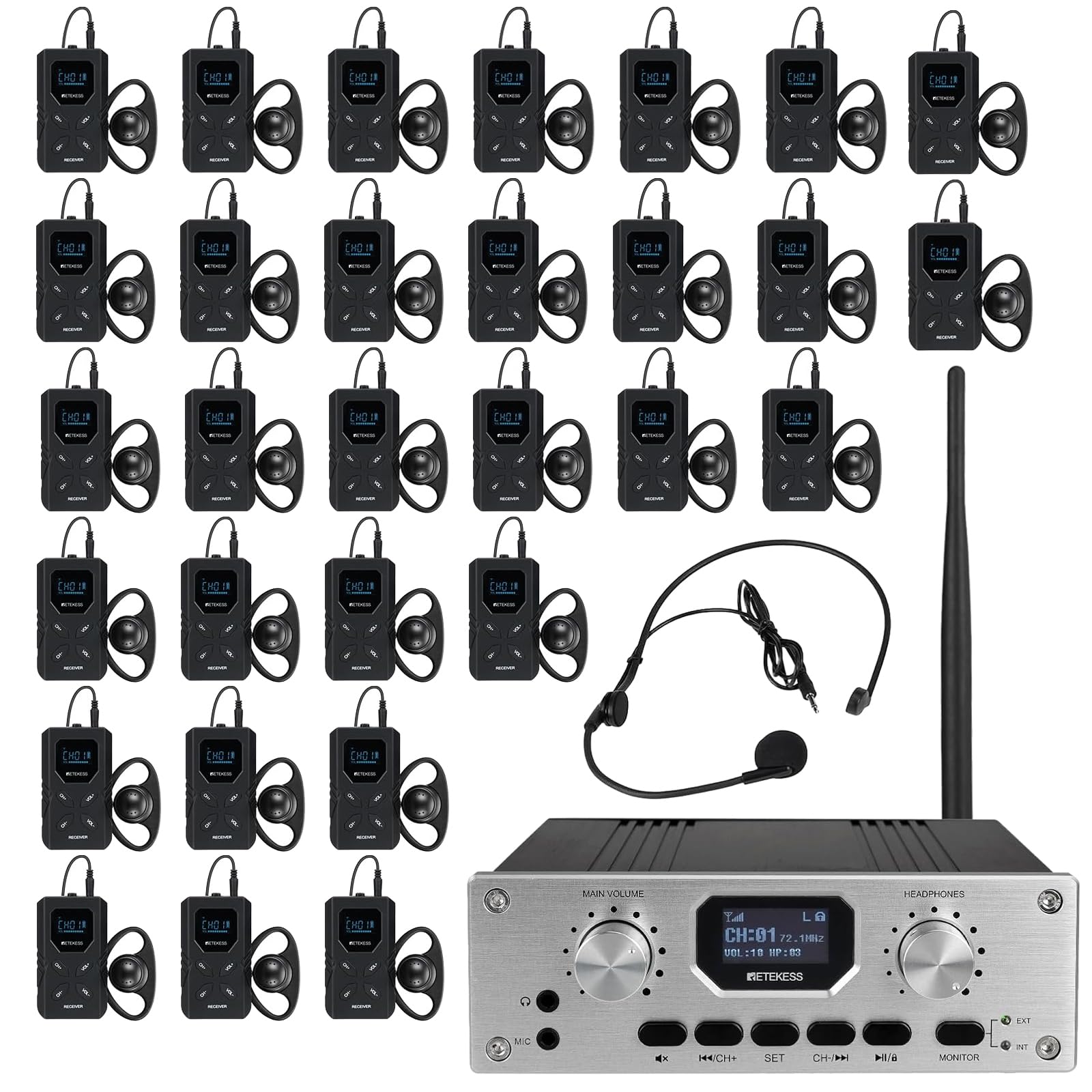 Retekess TT119 Assistive Listening Devices, Church Translation System, Easy to Operate, Recording Function, Simultaneous Interpr