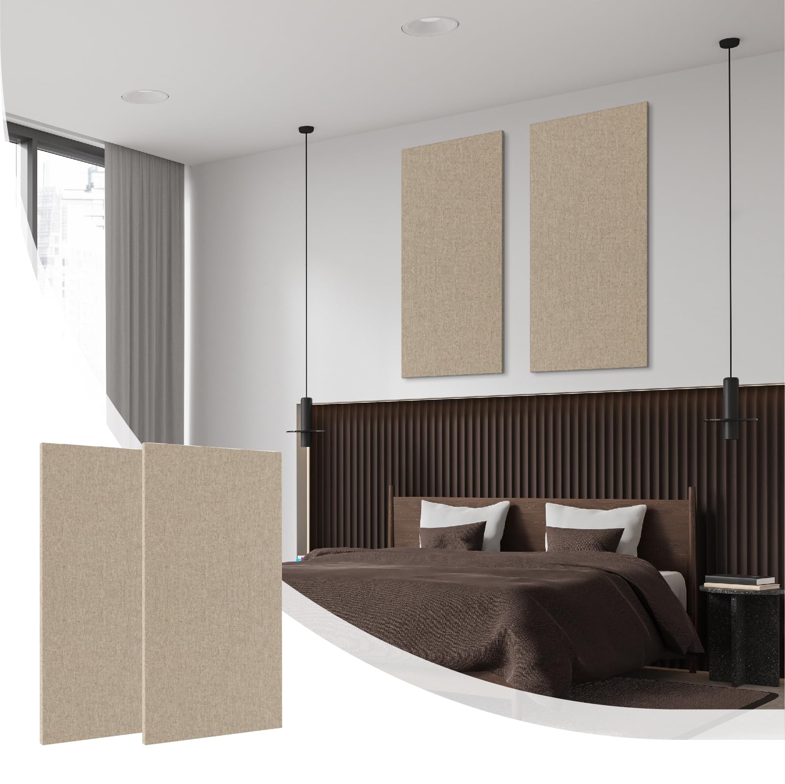 Olanglab Acoustic Panels 2 Pack, 48''X24'' Large Sound Panels, Fabric Wrapped Sound Proof Foam Panels For Walls, Sound Absorbing