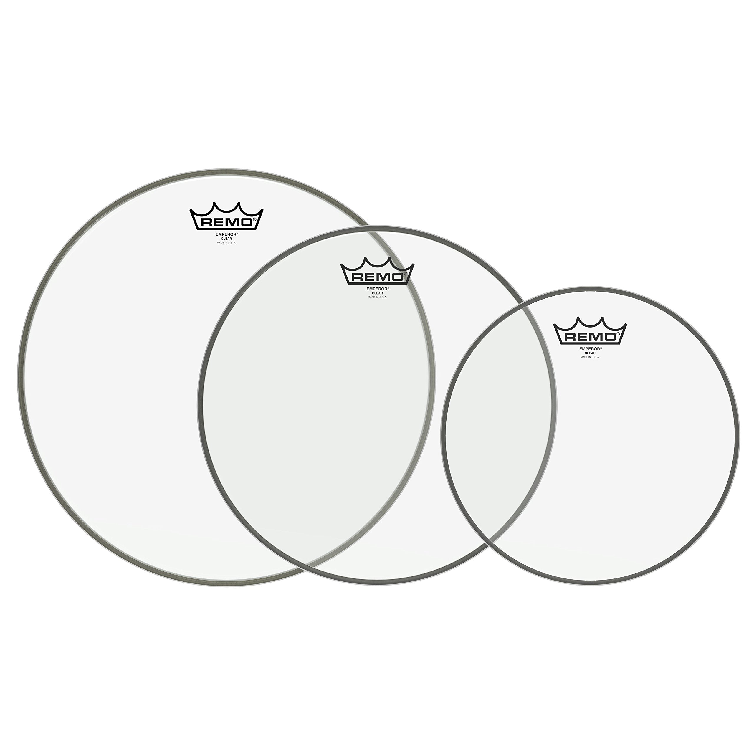 Remo PP-0980-BE Emperor Clear Tom Drumhead Pack - 10, 12 & 14