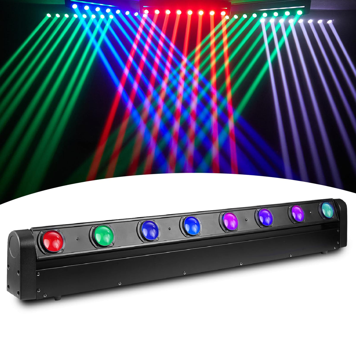 8 Eye Led Bar Beam Moving Head Light - Stage Light 8X12W Strobe Beam Like Spider Rgbw 4In1 Dmx 512 & Sound Activated 180 Tilt Dj