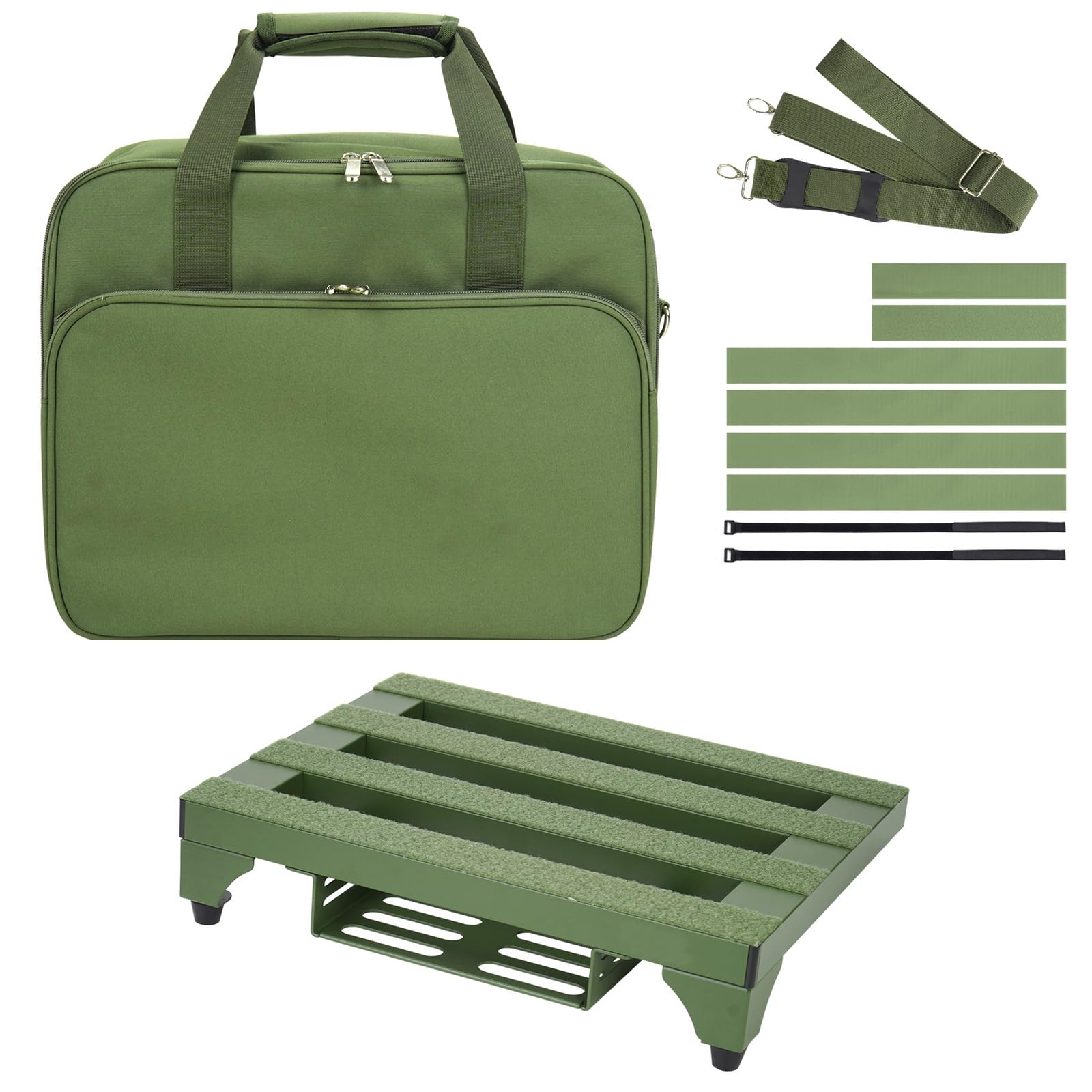 SOYAN 14 x 10.6 Aluminum Alloy Guitar Pedal Board with Power Supply Tray, Carry Bag & Mounting Tapes Included (Green, APB-14GN)