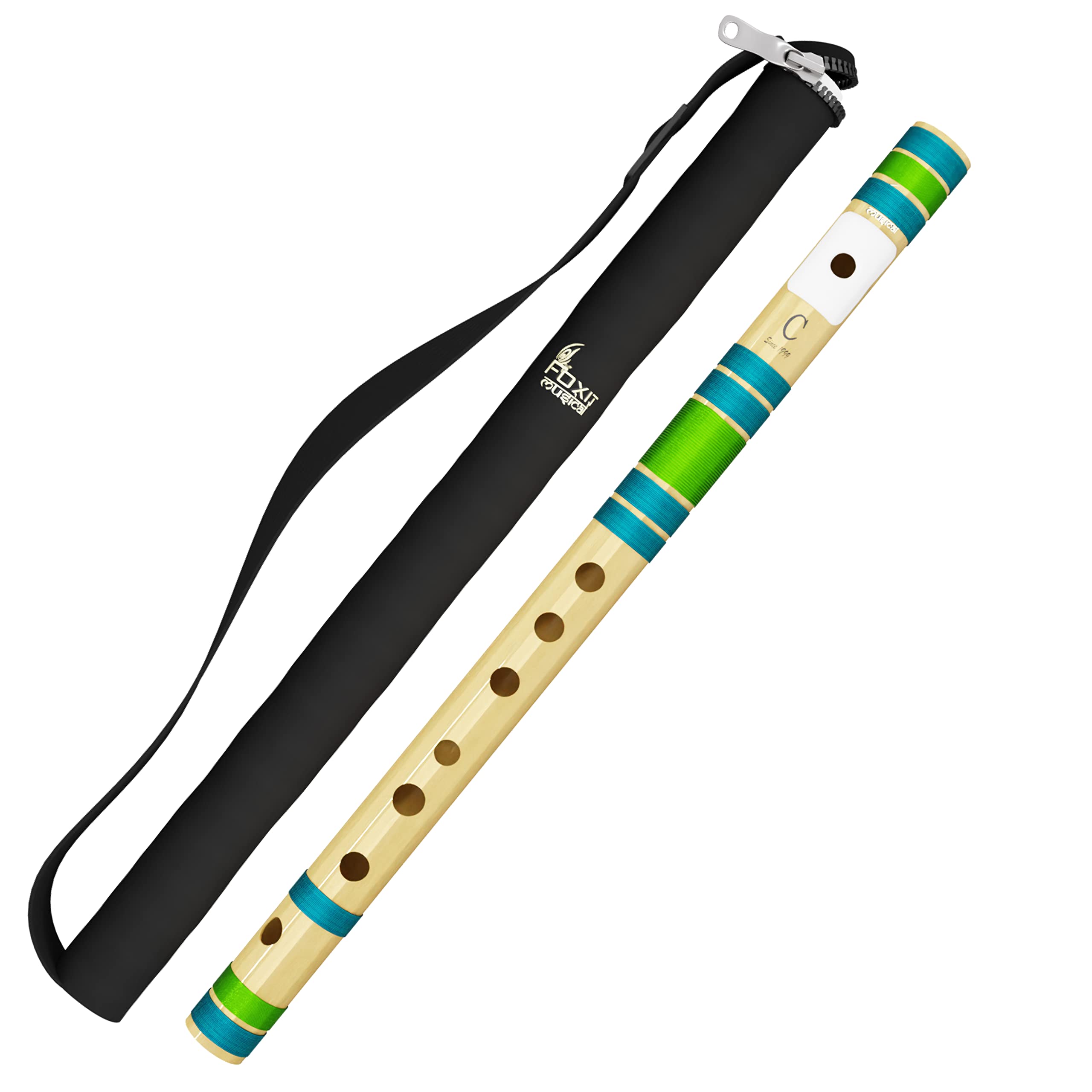 Foxit Musical Flutes Right Handed C Sharp With Velvet Cover Tuned With Tanpura A=440Hz Pvc Fiber (Pvc C Sharp Left)