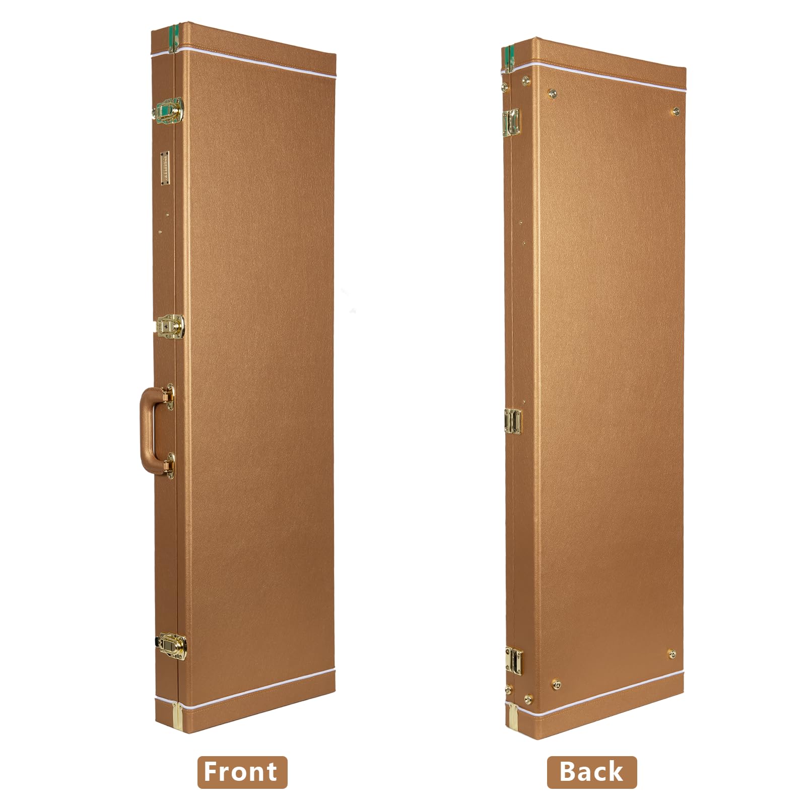 Crossrock Rectangular Wooden Electric Guitar Case for Fender Stratocaster & Telecaster | Luxury Gold Faux Leather, Burgundy Velv