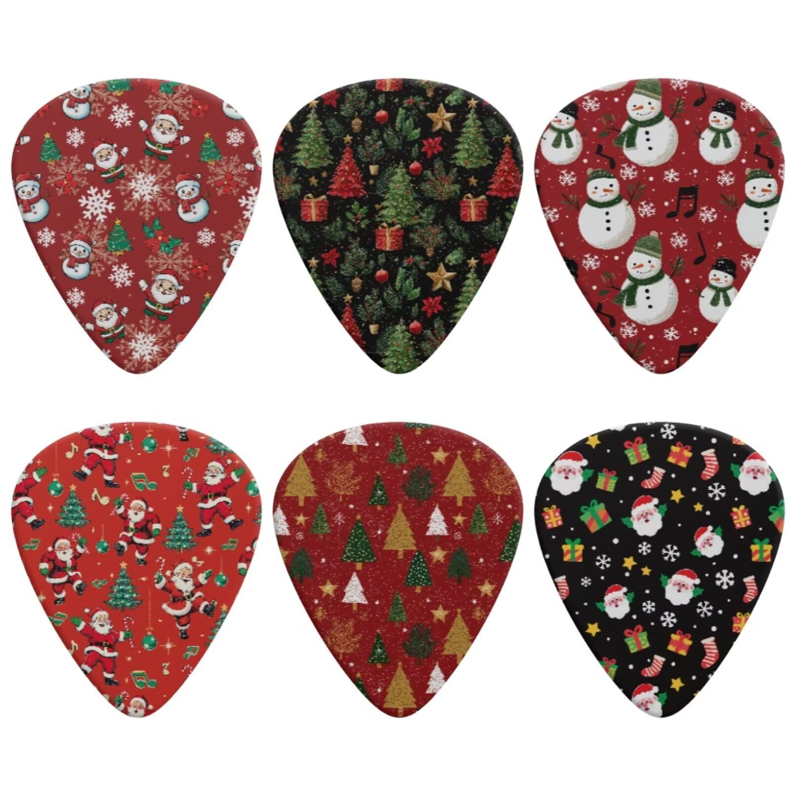 Jeiento Christmas Santa Claus Snowman Cute Guitar Picks 6 Pack for Guitar Electric Acoustic Mandolin Bass,Medium 0.96mm,Women Me