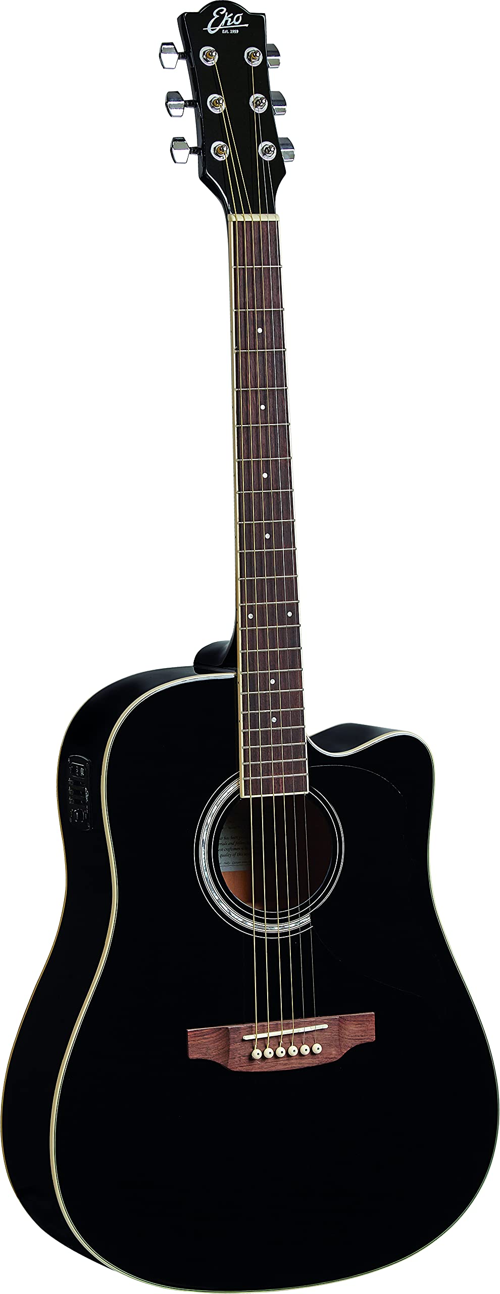 Eko Guitars 6 String Acoustic-Electric Guitar, Right, Black (06216610)
