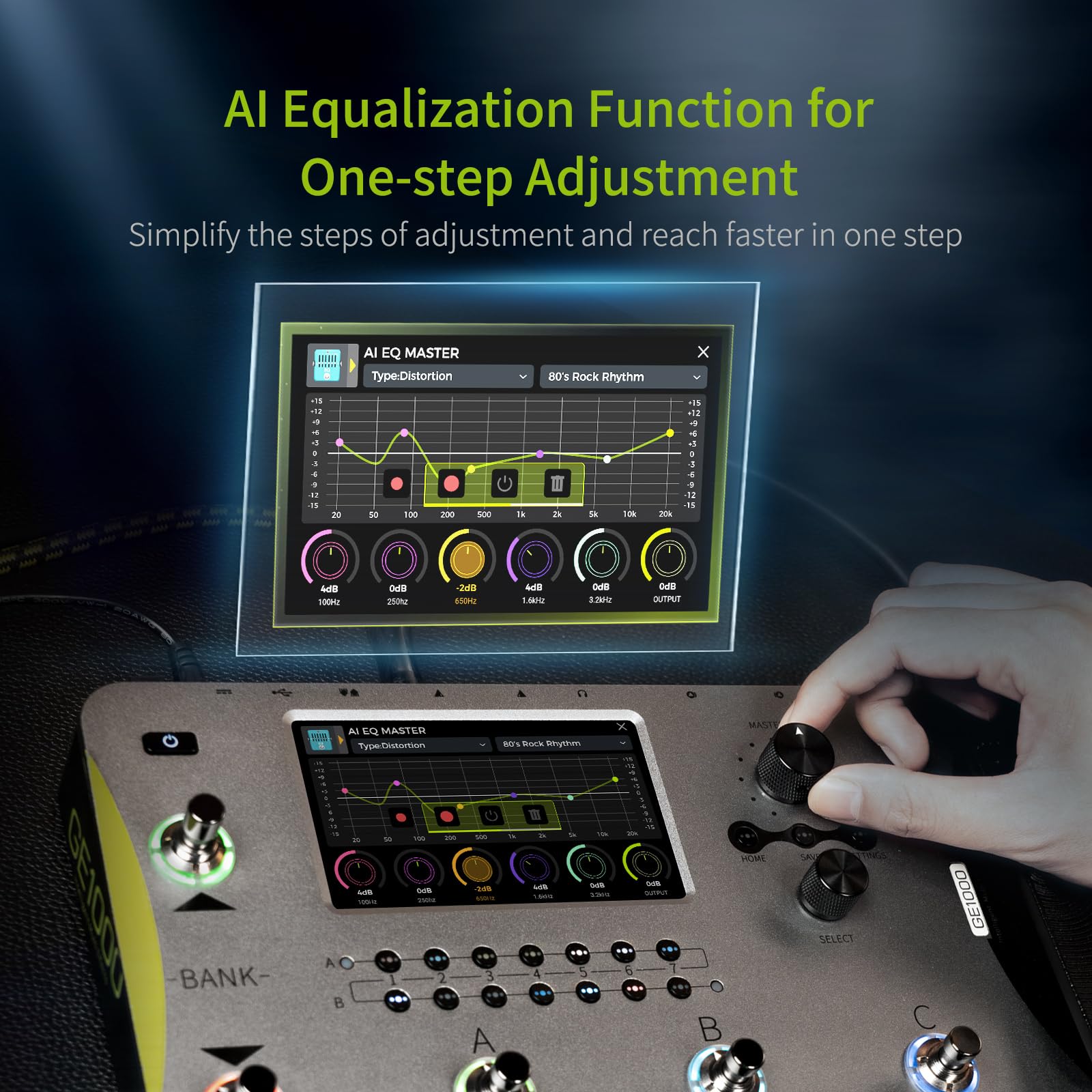 MOOER GE1000 Guitar Mutieffects Pedal Processor WIth 5'' Touch Screen, 288 Effects, AI Equalization Third-brand IRs, Stereo Soun