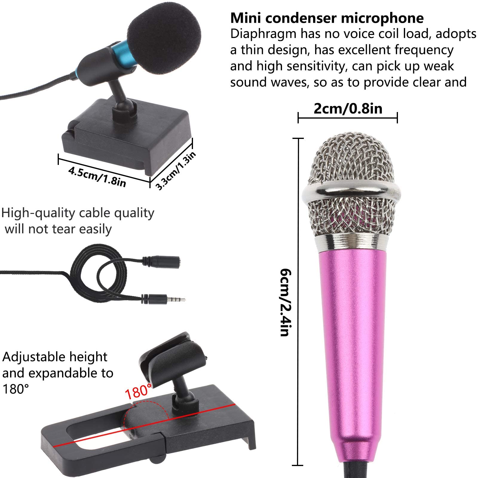 4Pcs Mini Microphone Mini Karaoke Microphone for Voice Recording, Portable Microphone Chatting and Singing Compatible with Smart